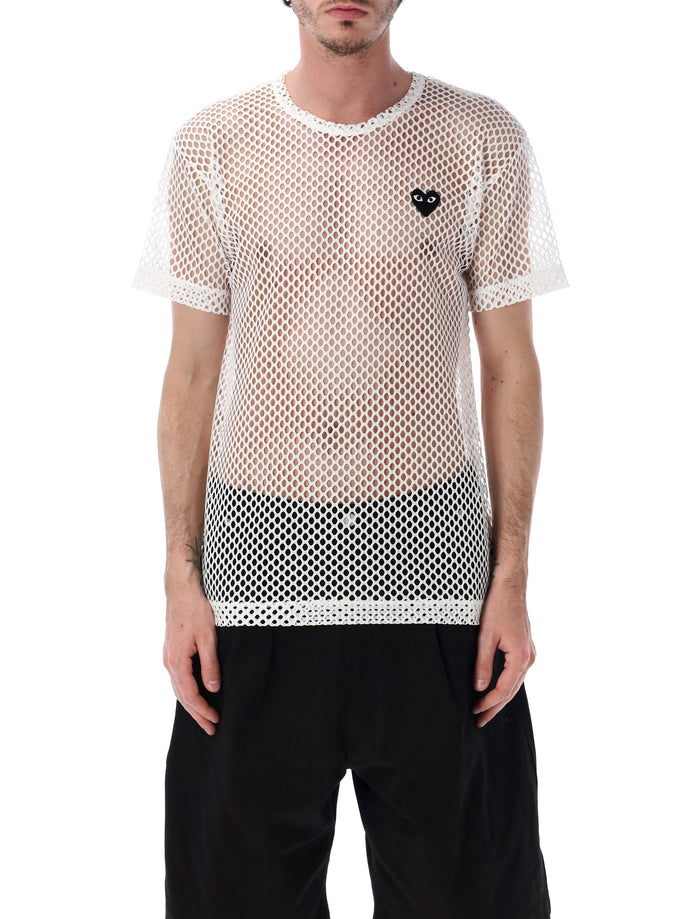 Comme Des Garçons Play Mesh T-Shirt White Polyester
