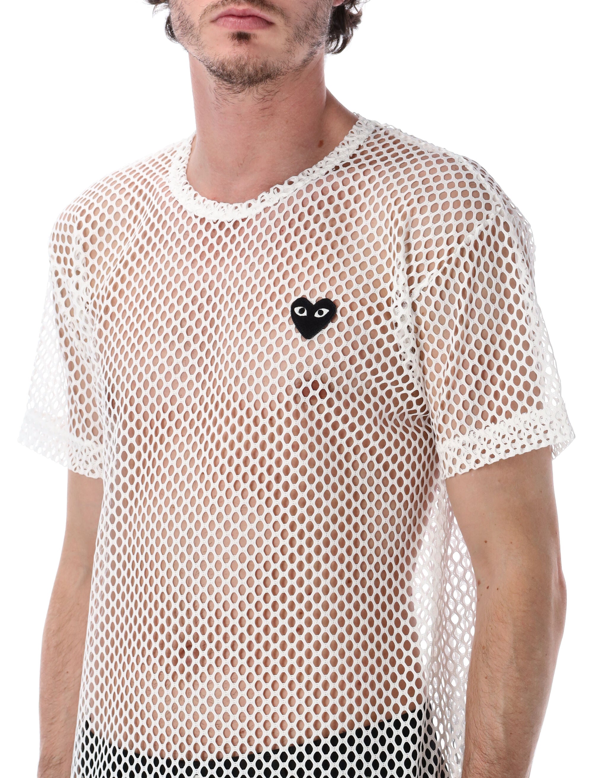 Comme Des Garçons Play Mesh T-Shirt White Polyester