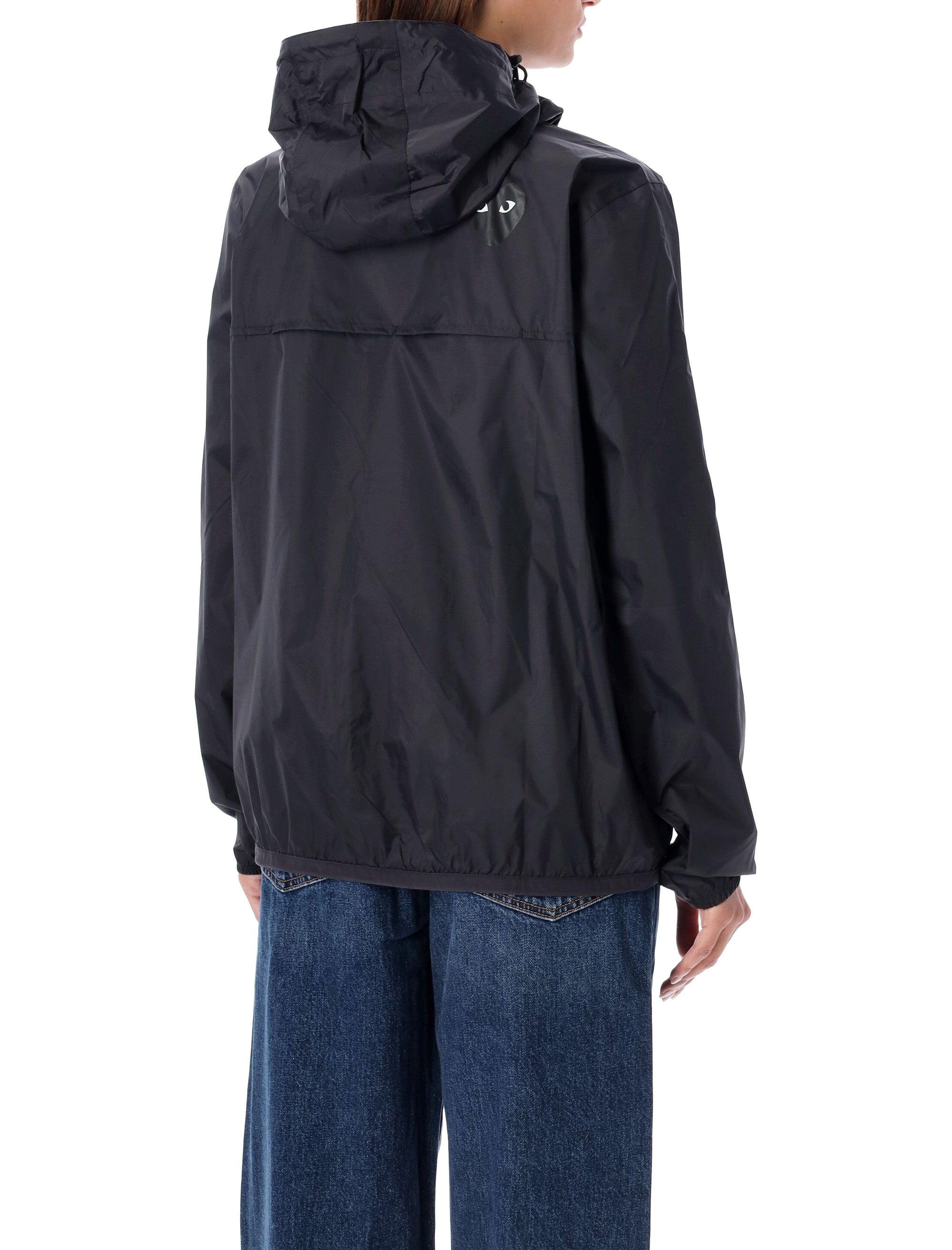 Comme des Garçons Play black waterproof hooded K-Way nylon jacket