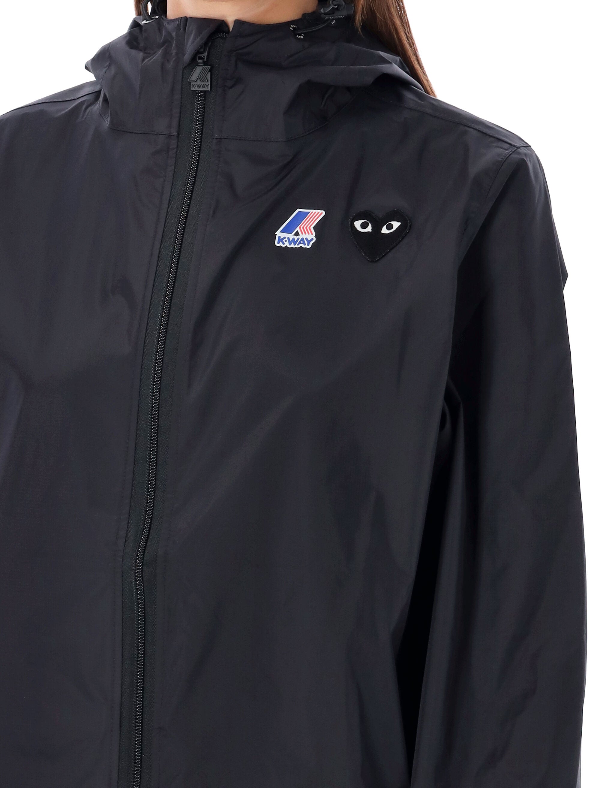 Comme des Garçons Play black waterproof hooded K-Way nylon jacket