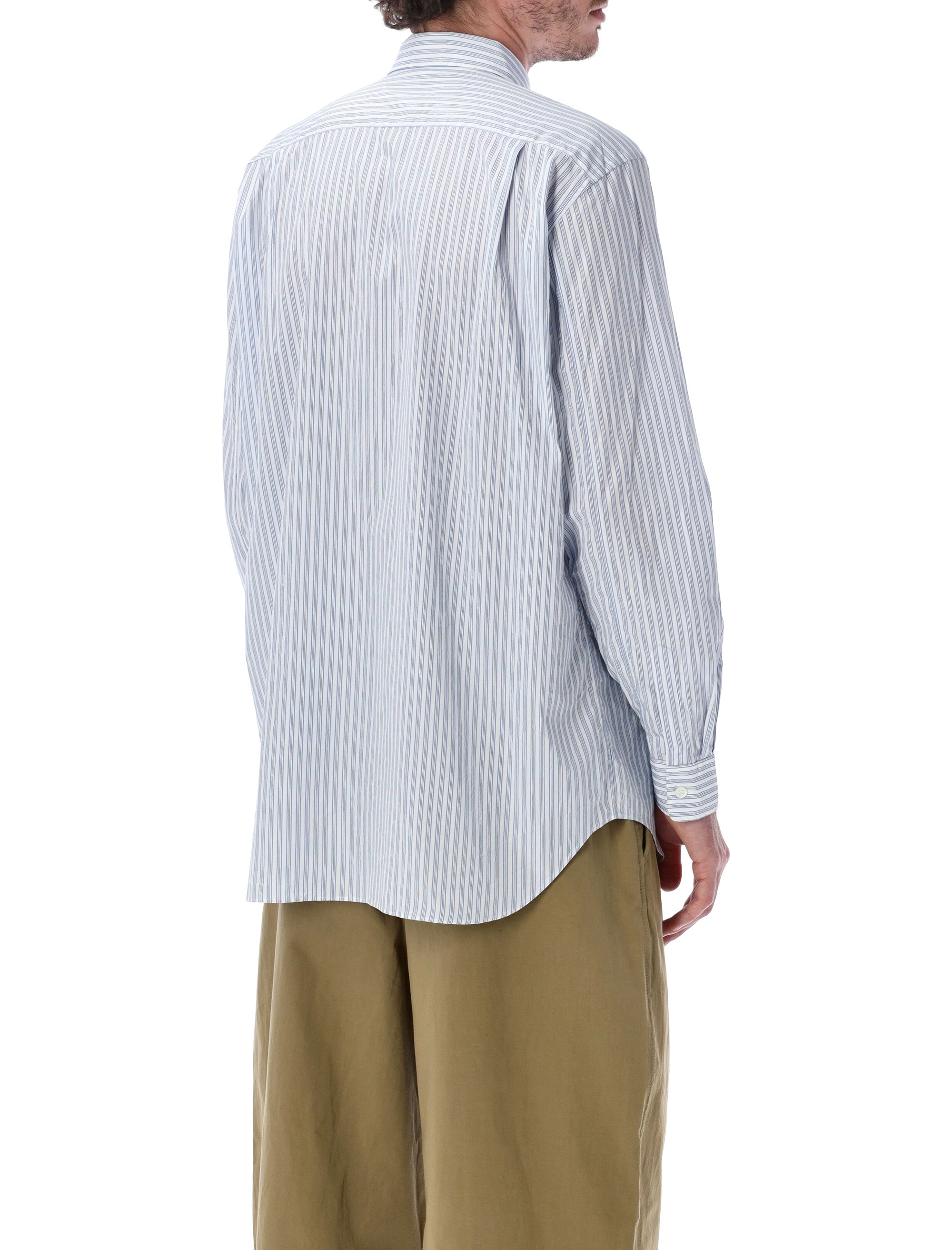 Comme Des Garçons Play Black Heart Striped Shirt White Blue Stripes Cotton