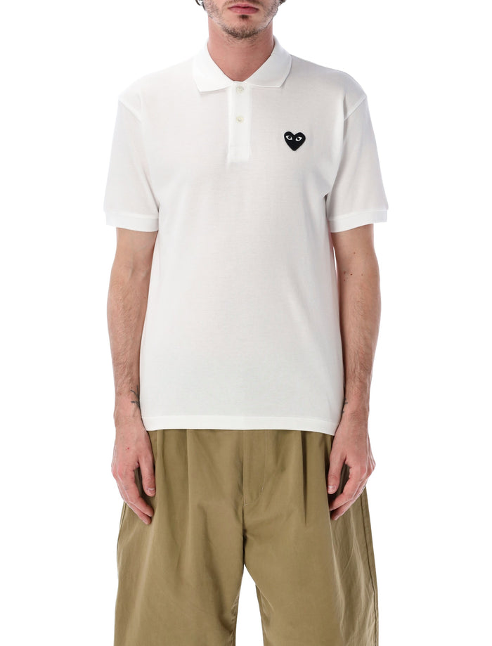Comme Des Garçons Play Black Heart Polo White Cotton Tshirt