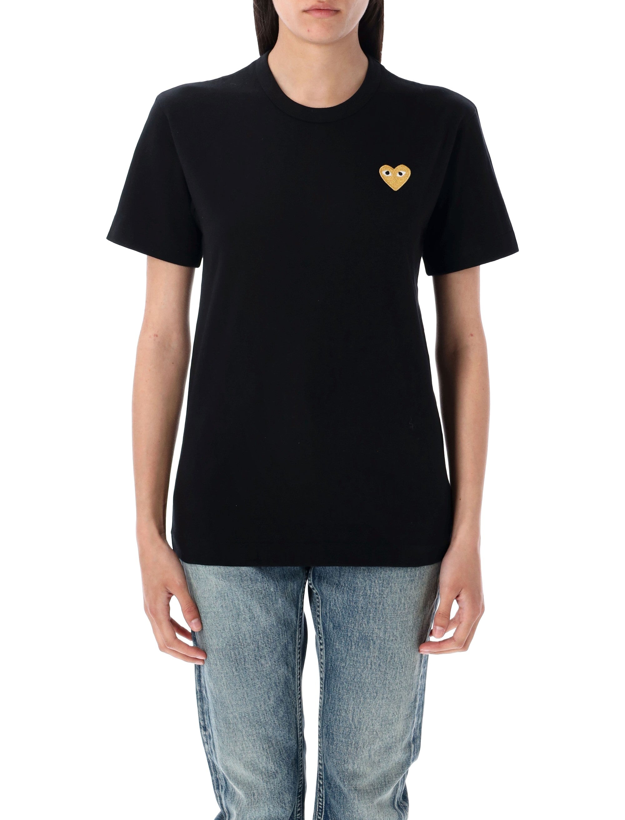 Comme Des Garçons Play Golden Heart T-Shirt Black Cotton Tshirt