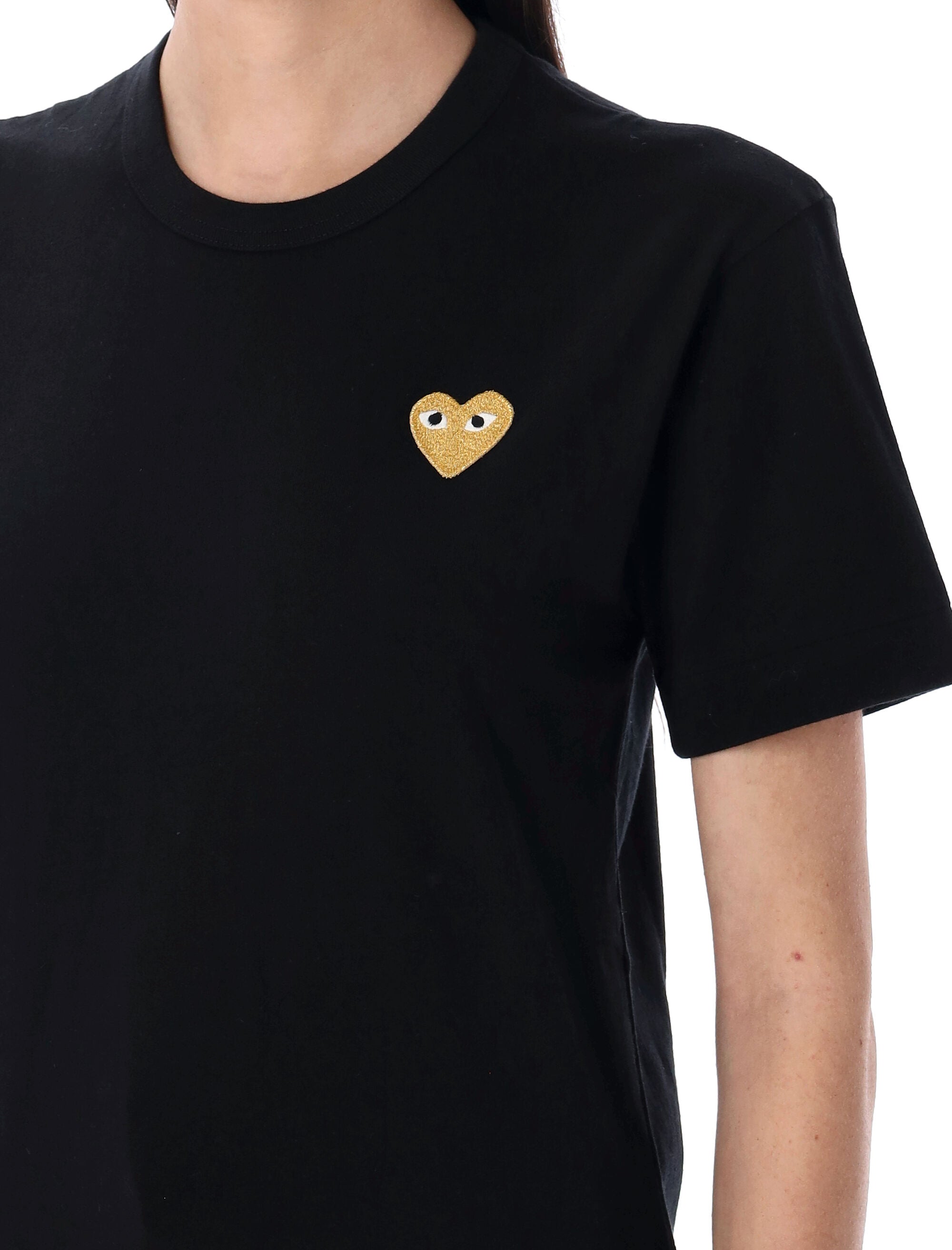 Comme Des Garçons Play Golden Heart T-Shirt Black Cotton Tshirt