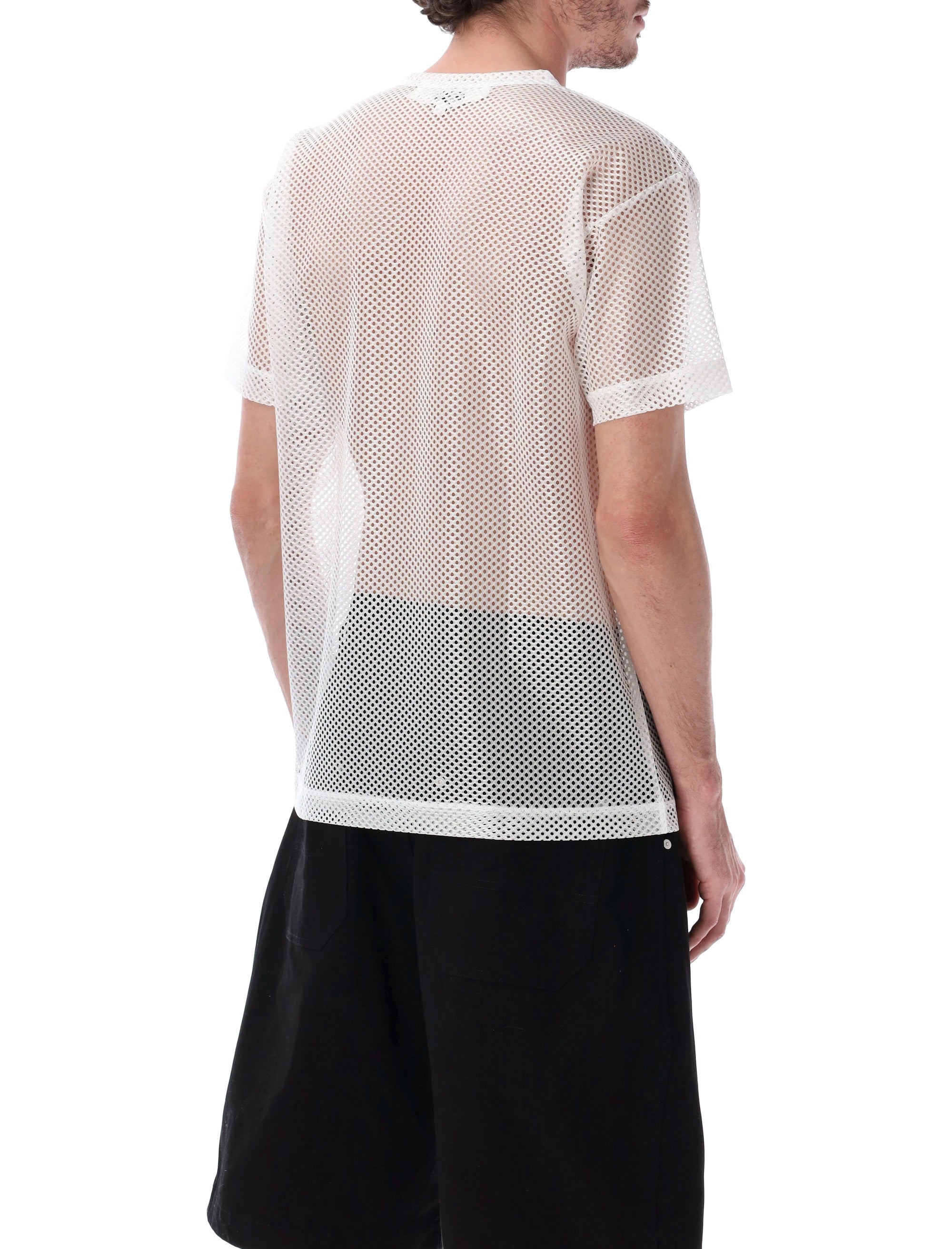 Comme Des Garçons Play Mesh T-Shirt With Red Heart White Polyester