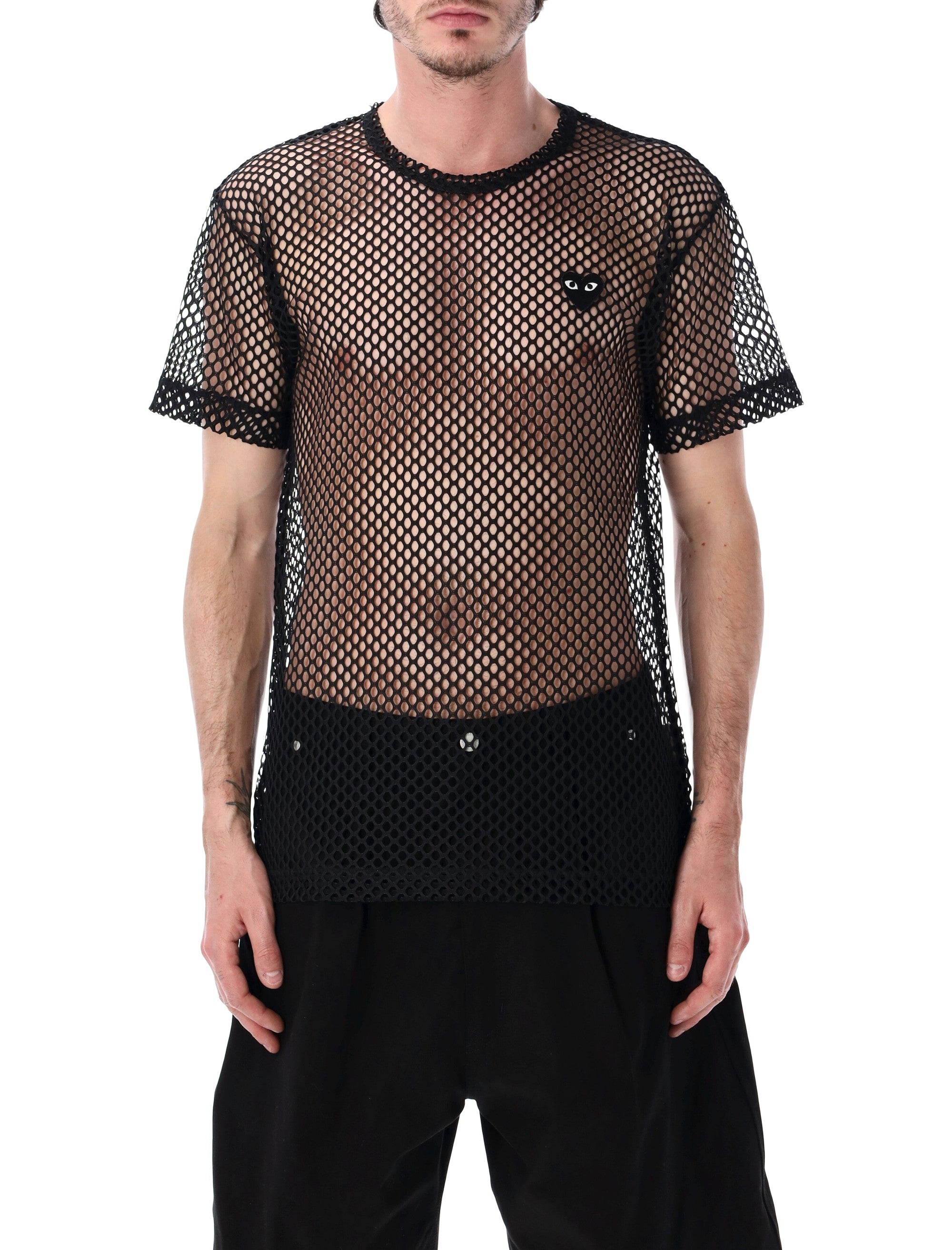 Comme Des Garçons Play Mesh T-Shirt Black Polyester