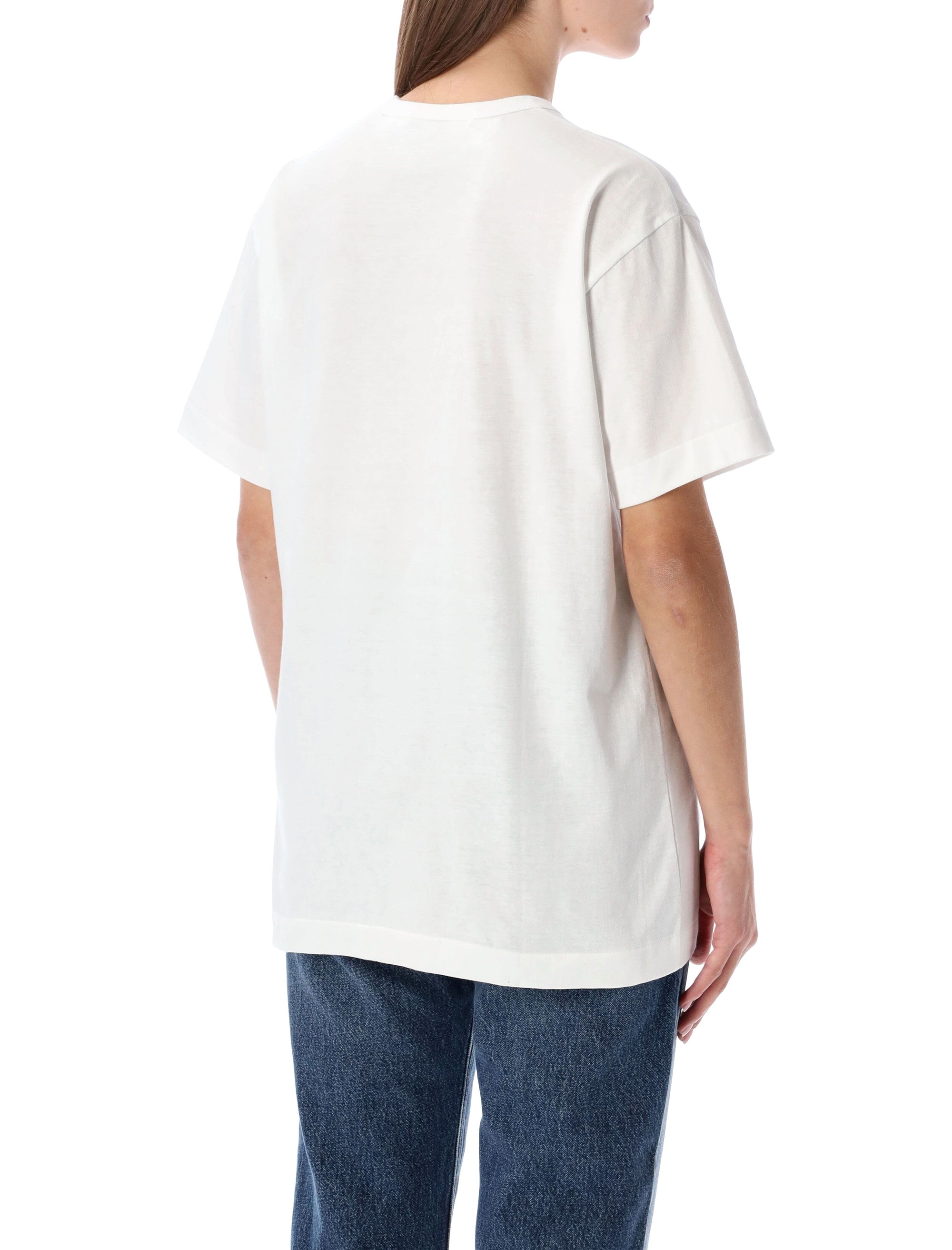 Comme des Garçons Play white cotton t-shirt with crystal heart Red Tshirt