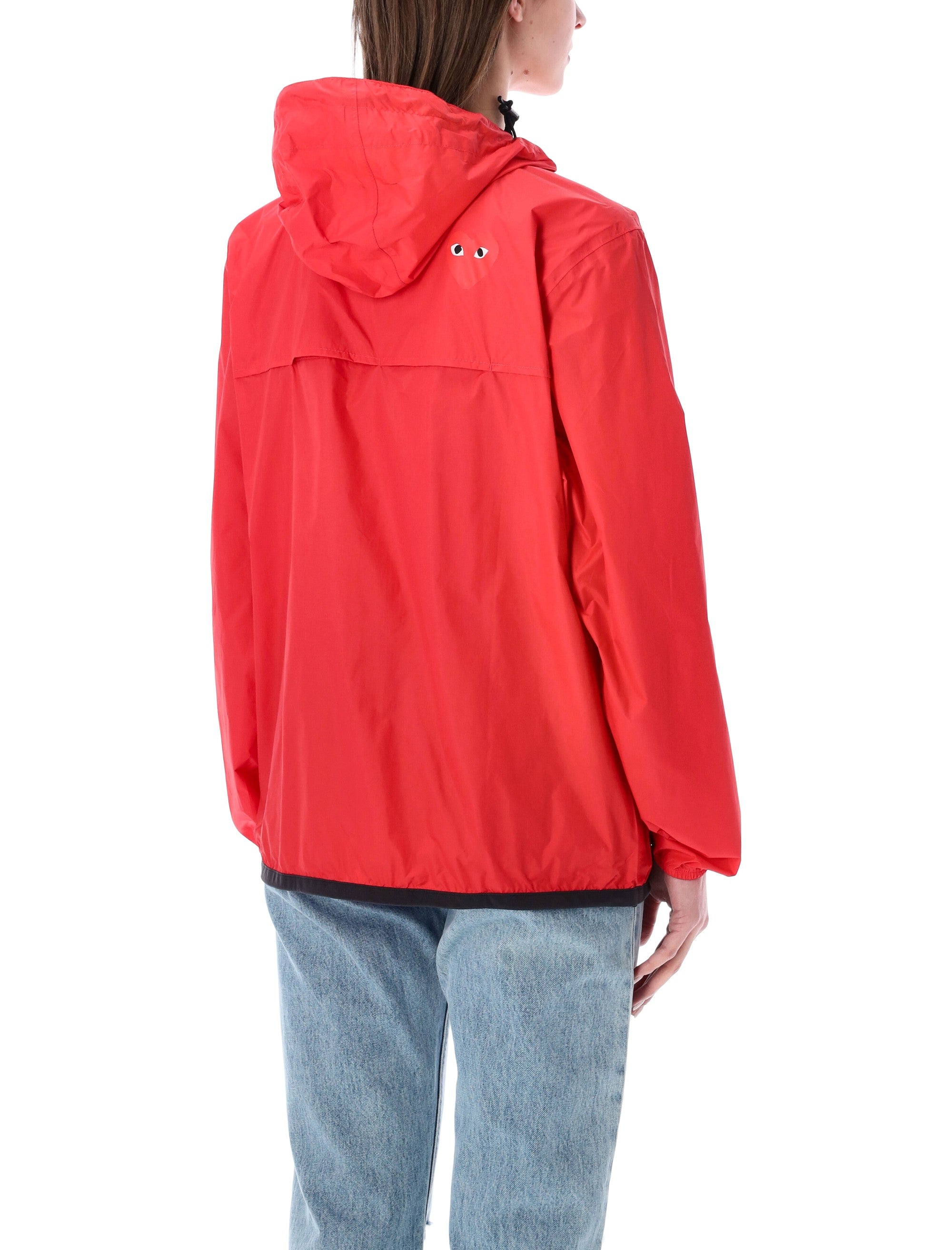 Comme Des Garçons Play Waterproof Hooded K-Way Nylon Jacket Red