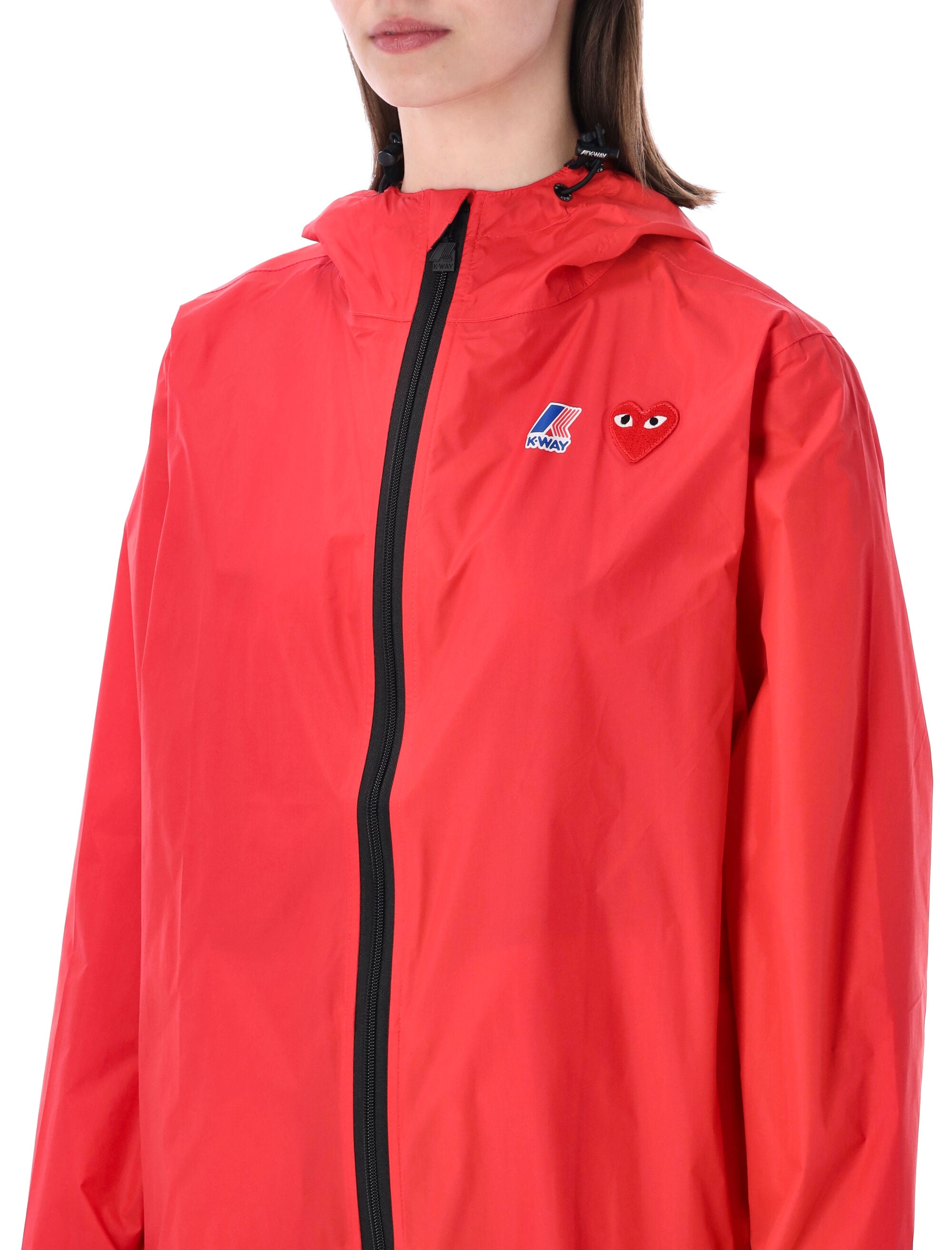 Comme Des Garçons Play Waterproof Hooded K-Way Nylon Jacket Red