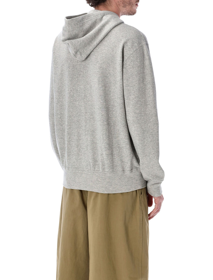 Comme Des Garçons Play Red Heart Zip-Up Hoodie Grey Cotton Sweatshirt