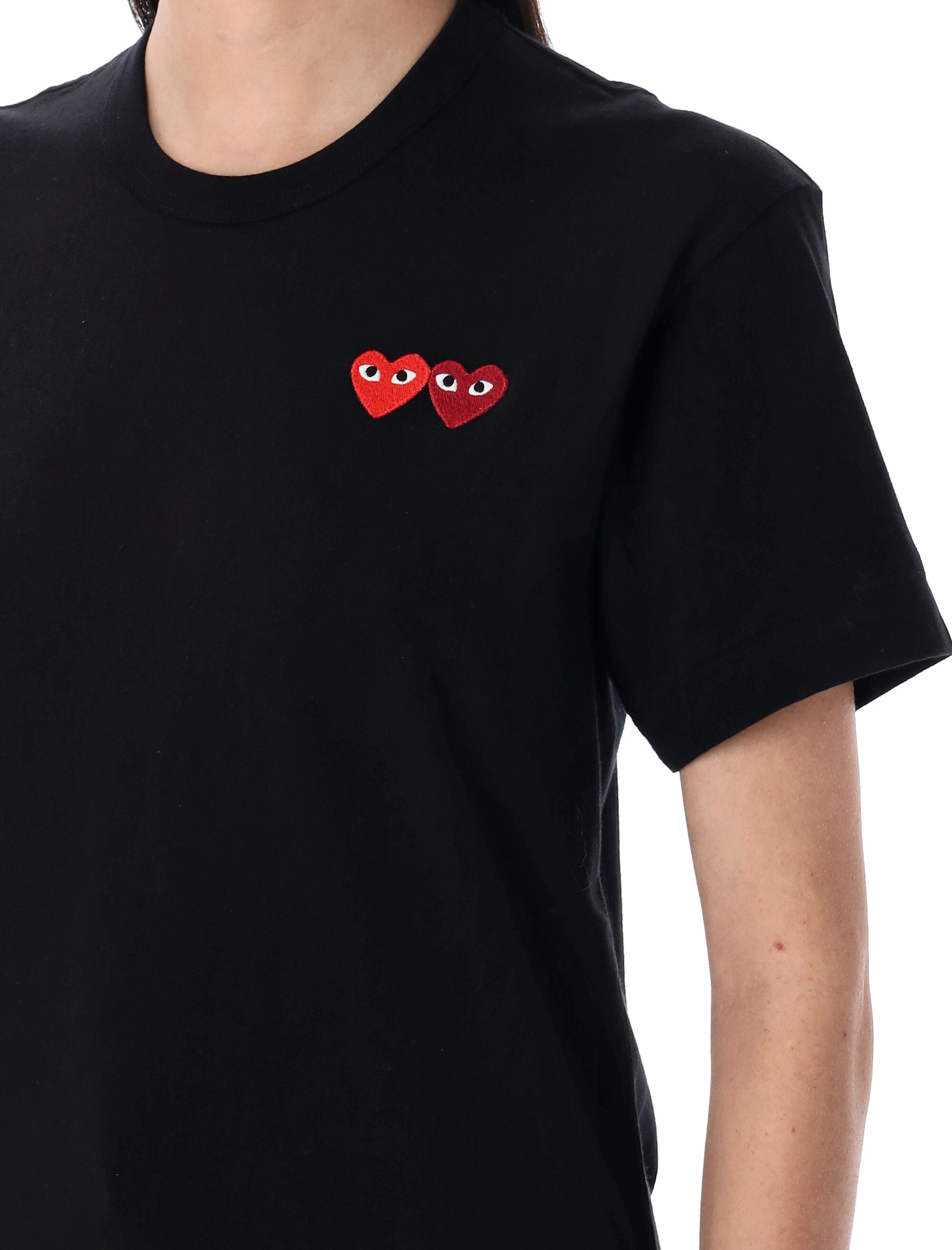 Comme des Garçons Play double heart t-shirt Black Cotton Tshirt