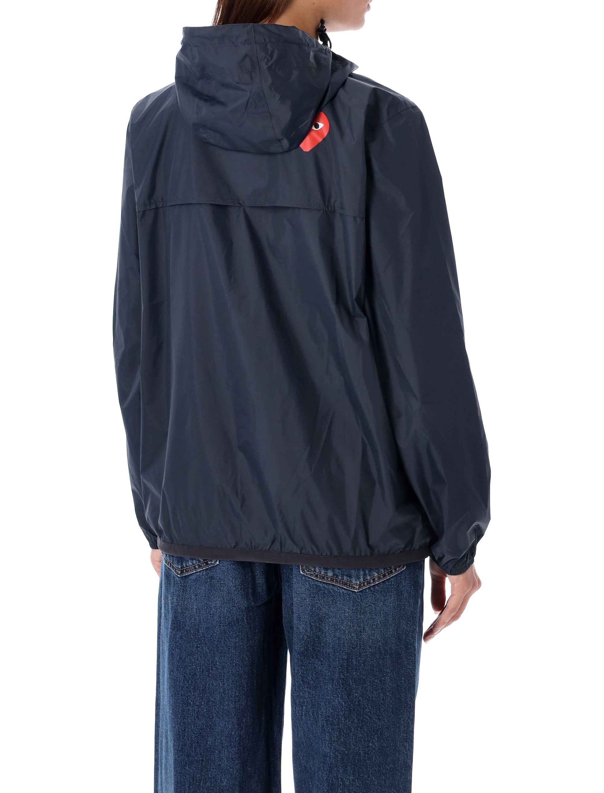 Comme des Garçons Play waterproof hooded K-Way nylon jacket Navy