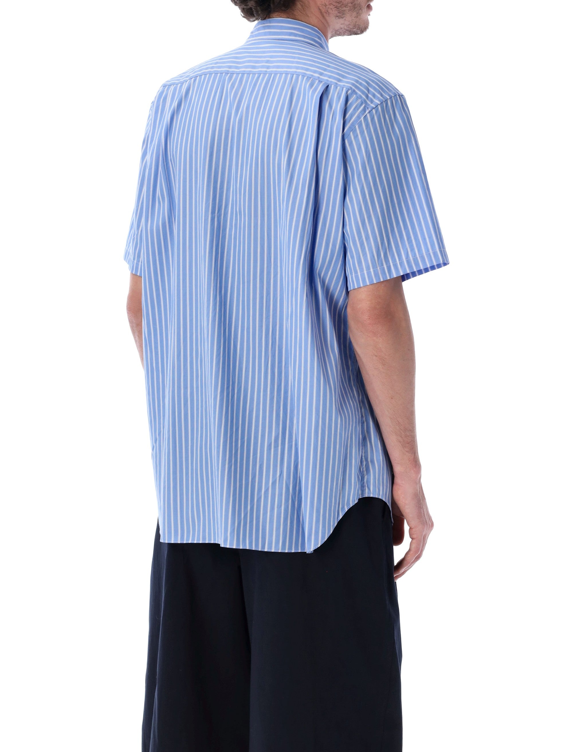 Comme Des Garçons Play Striped Cotton S-S Shirt Blue White Stripes