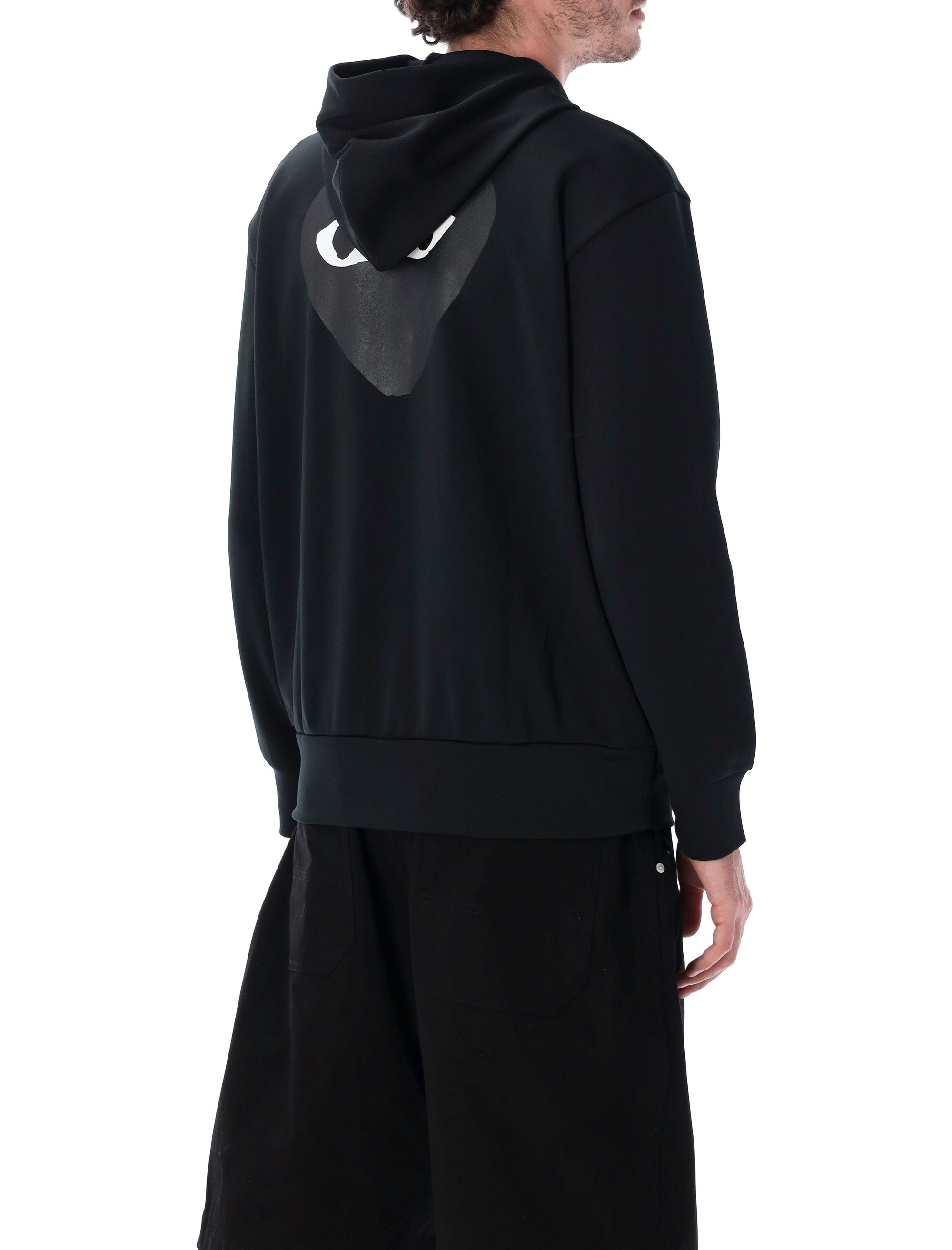 Comme Des Garçons Play Black Heart Zip Hoodie Polyester Sweatshirt