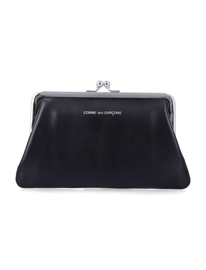 Comme des Garçons Wallet medium smooth leather Kiss-Clasp purse Black Cowhide