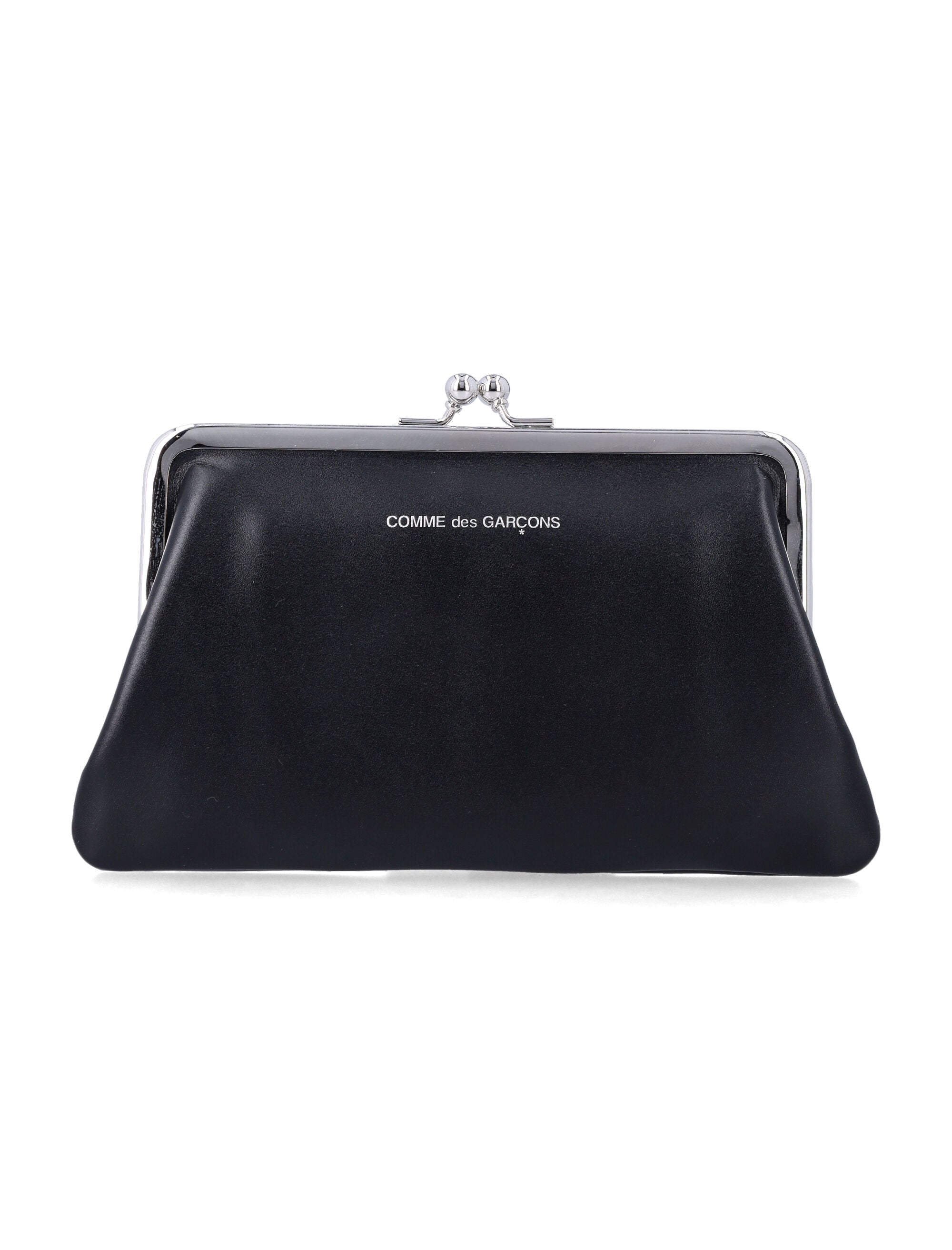 Comme des Garçons Wallet medium smooth leather Kiss-Clasp purse Black Cowhide