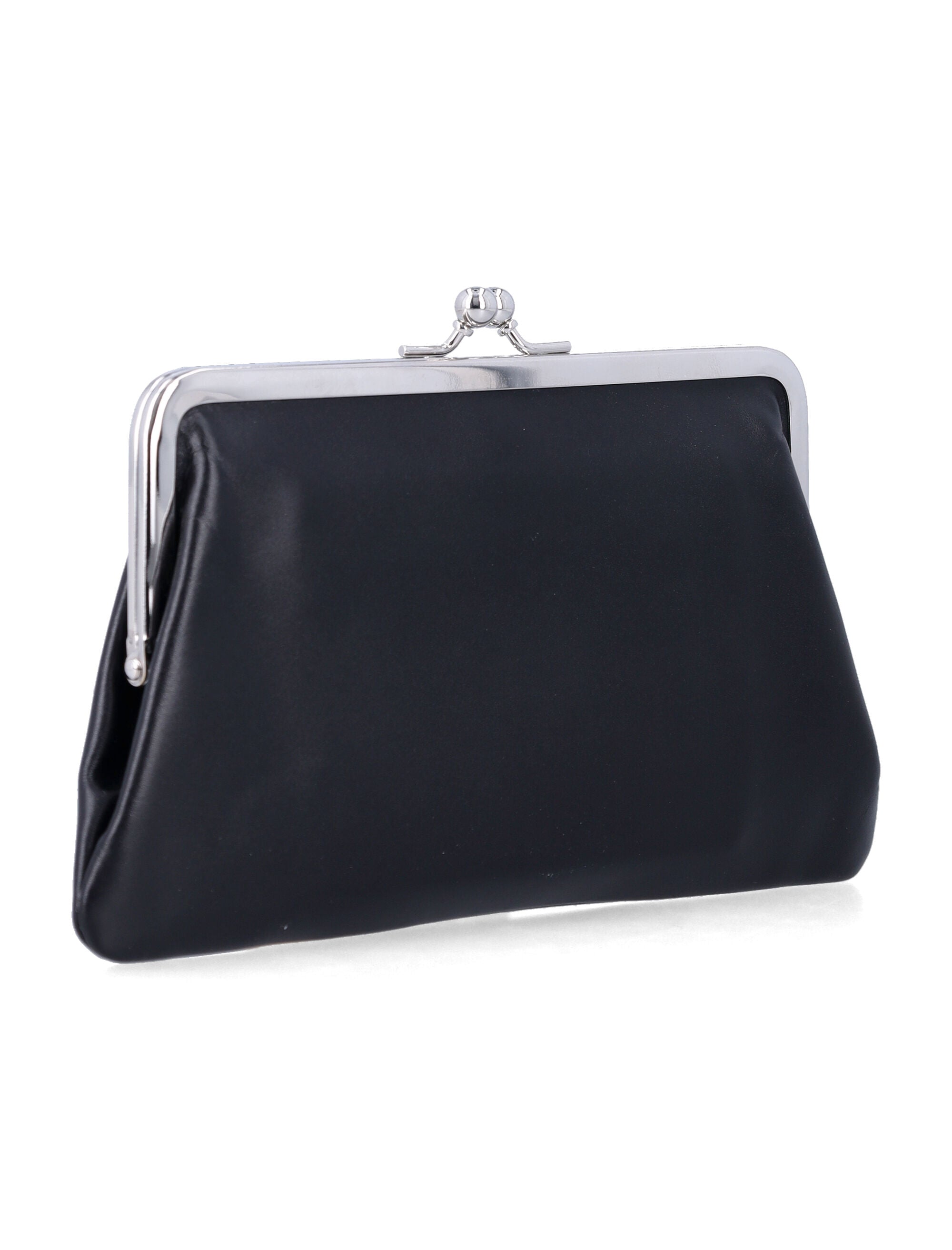 Comme des Garçons Wallet medium smooth leather Kiss-Clasp purse Black Cowhide