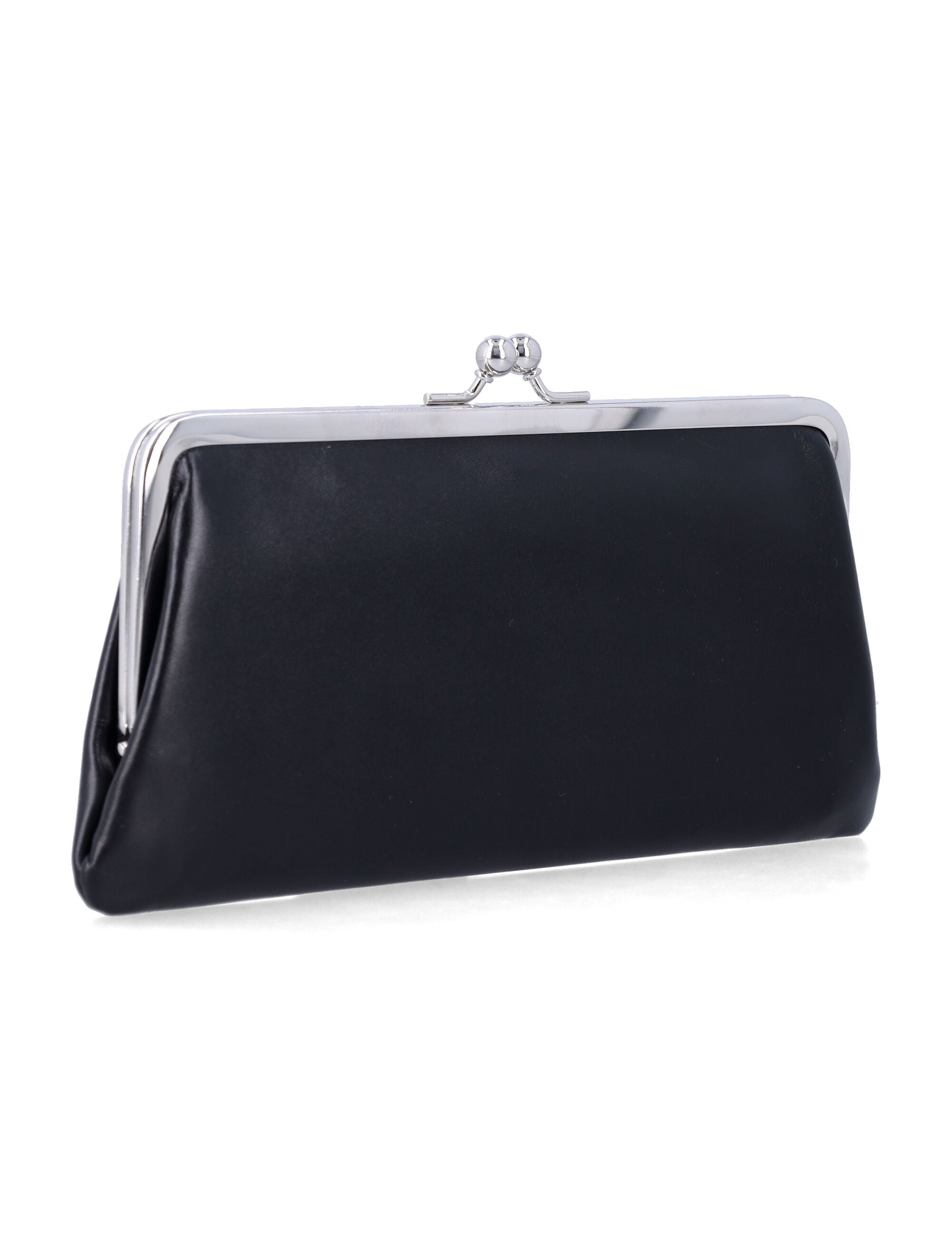 Comme des Garçons Wallet large smooth leather Kiss-Clasp purse Black Cowhide