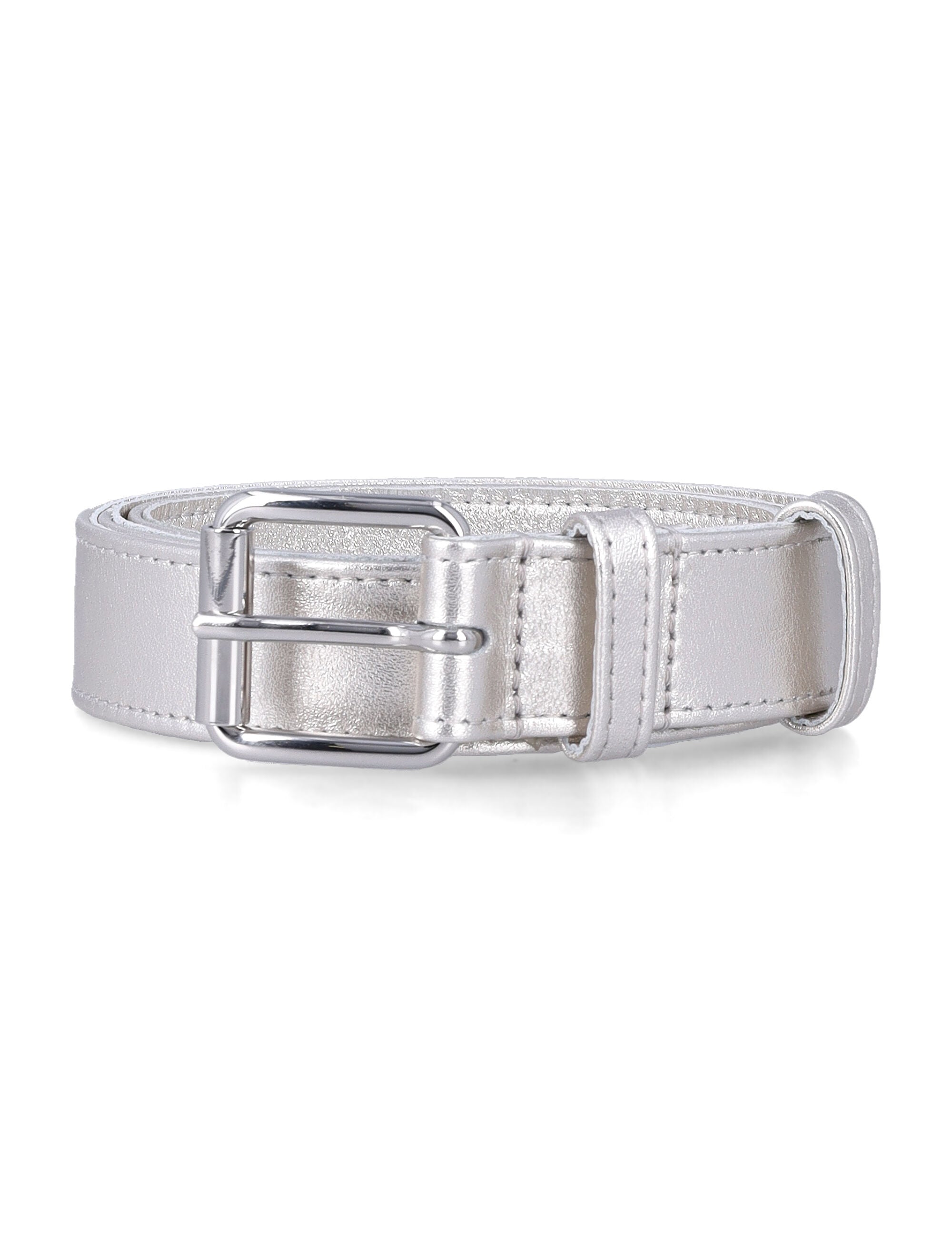 Comme des Garçons Wallet metallic leather belt Silver Cowhide