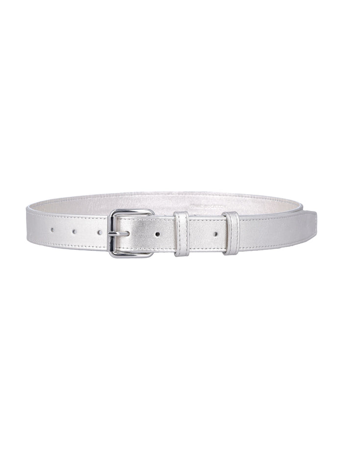 Comme des Garçons Wallet metallic leather belt Silver Cowhide