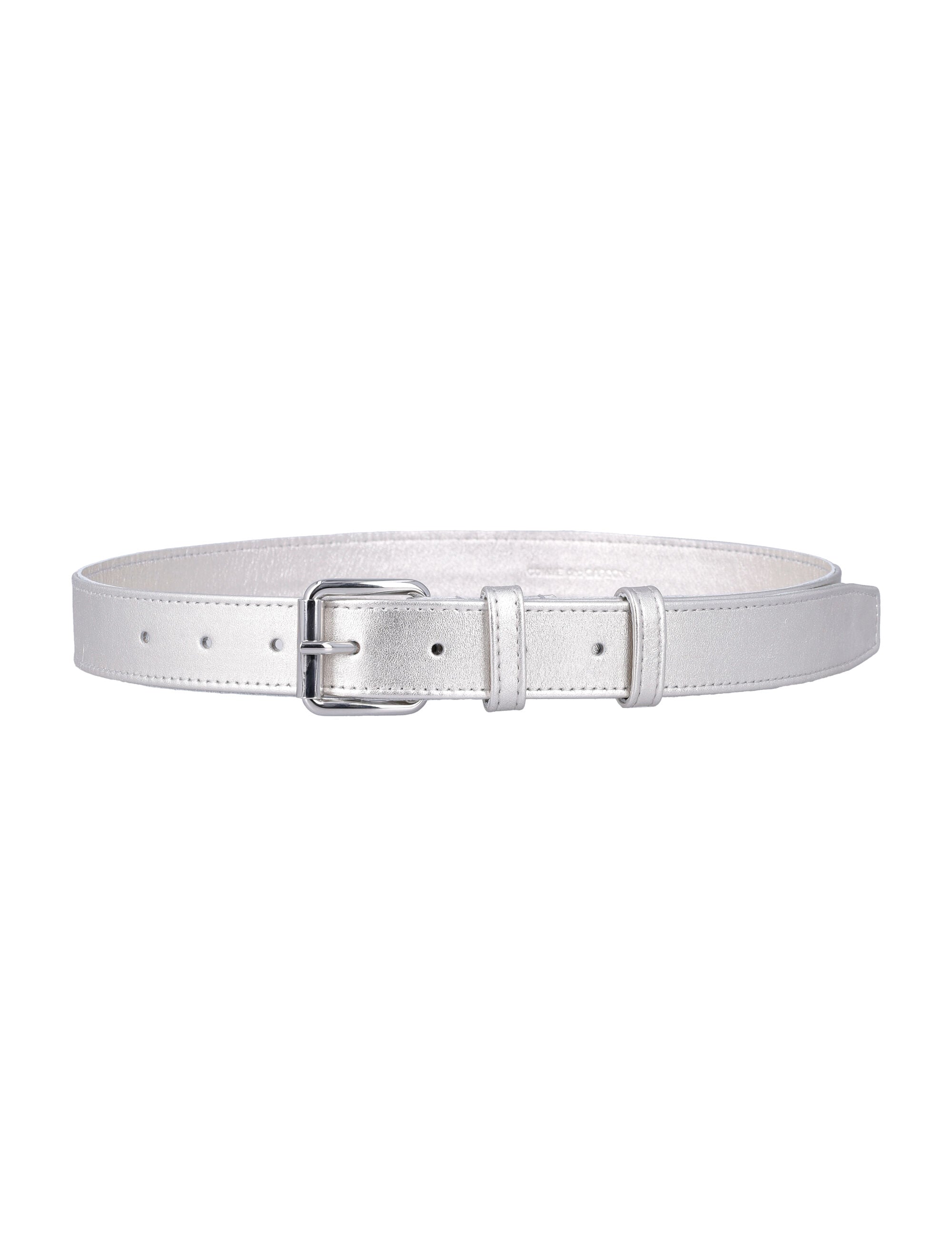 Comme des Garçons Wallet metallic leather belt Silver Cowhide