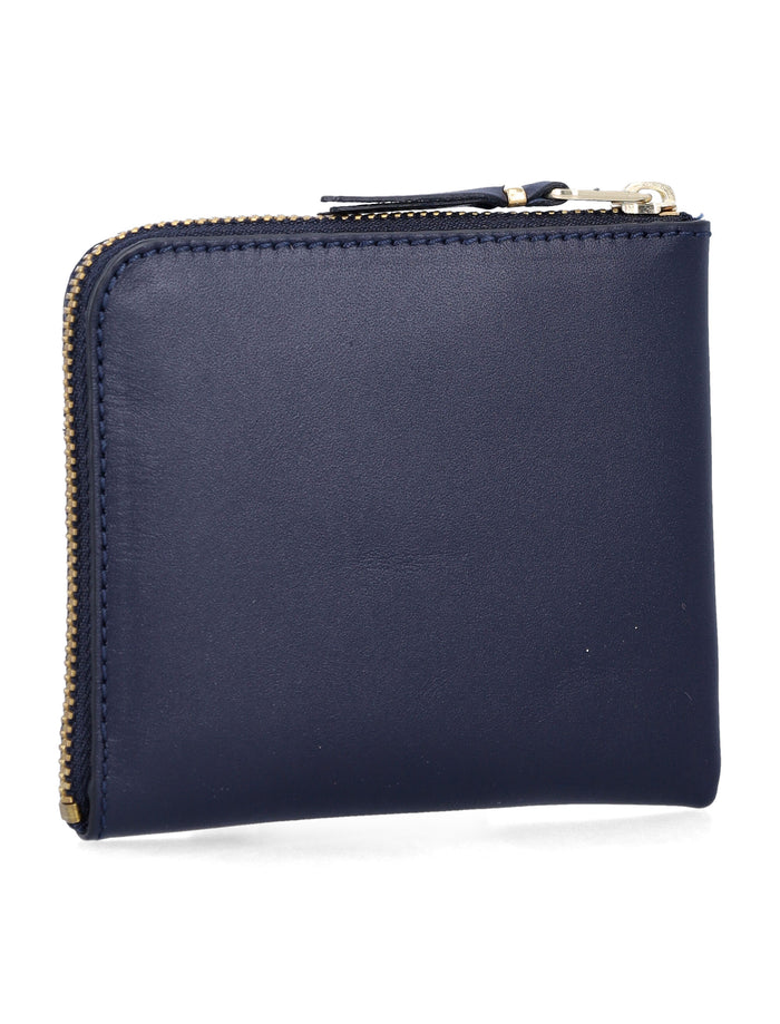 Comme des Garçons Wallet leather zip Navy Calfskin