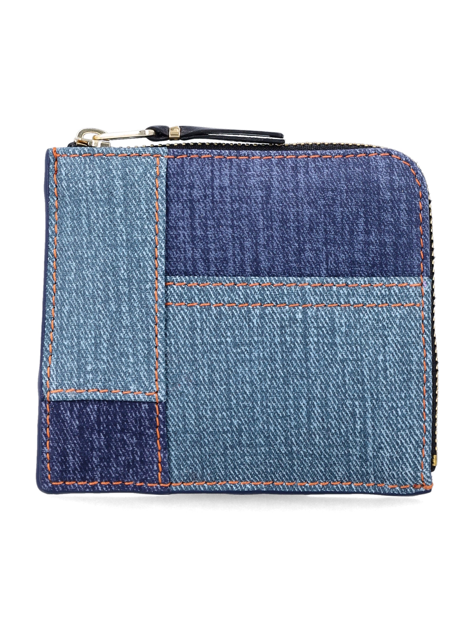 Comme des Garçons Wallet denim effect leather zip Blue Lambskin