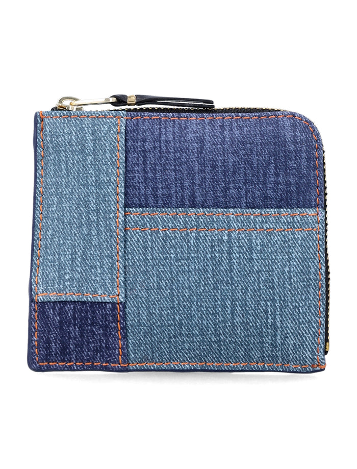 Comme des Garçons Wallet denim effect leather zip Blue Lambskin