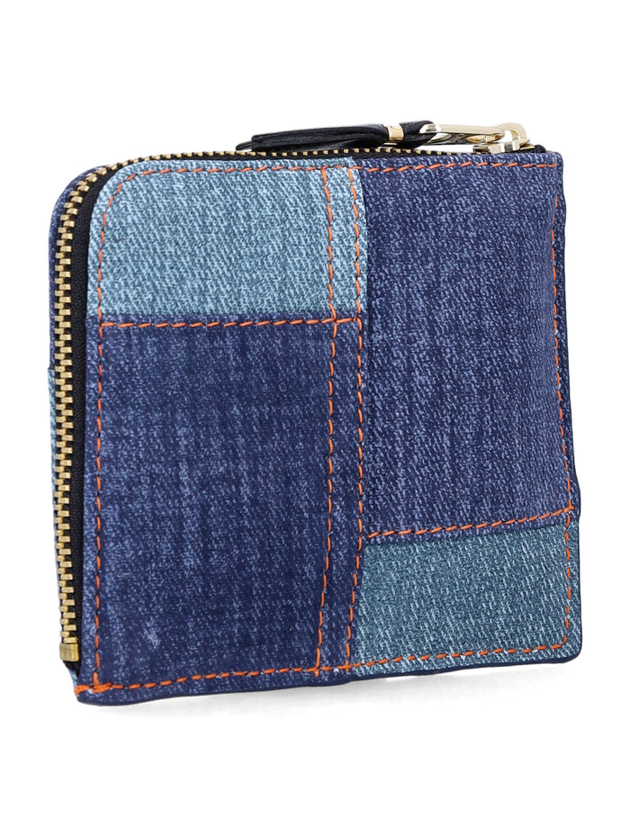 Comme des Garçons Wallet denim effect leather zip Blue Lambskin