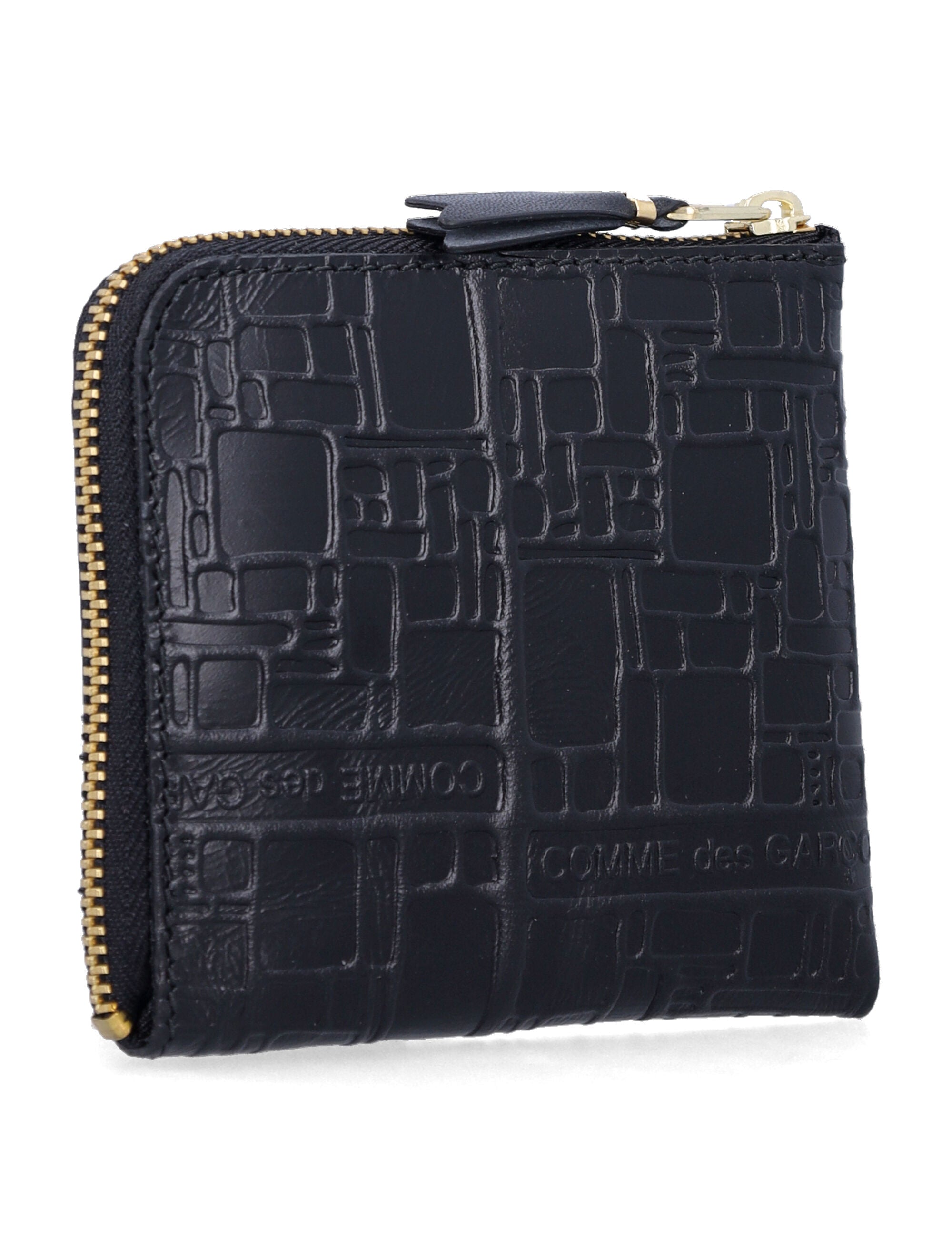Comme des Garçons Wallet embossed leather zip Black Calfskin