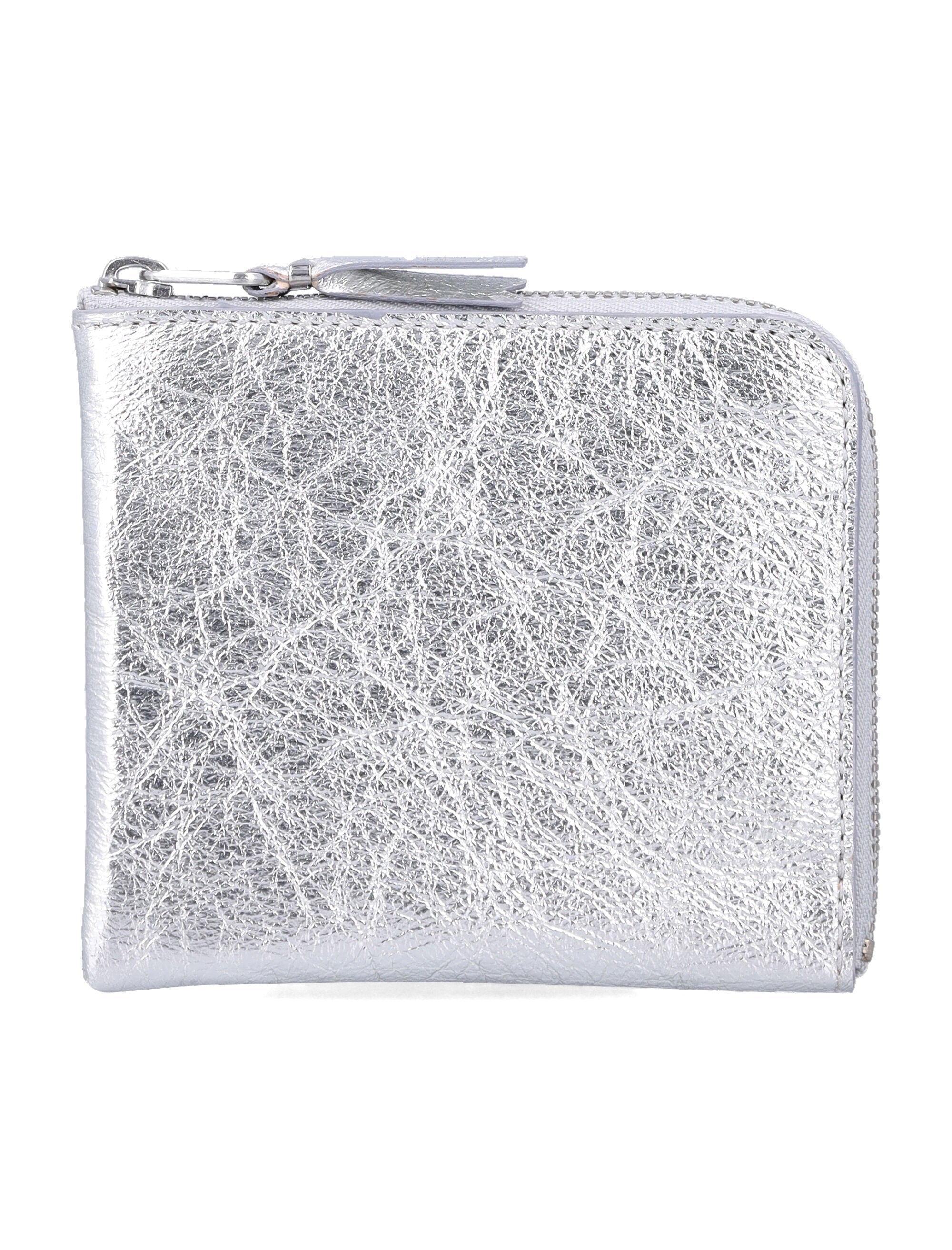 Comme des Garçons Wallet Gold Line small leather zip Silver Calfskin