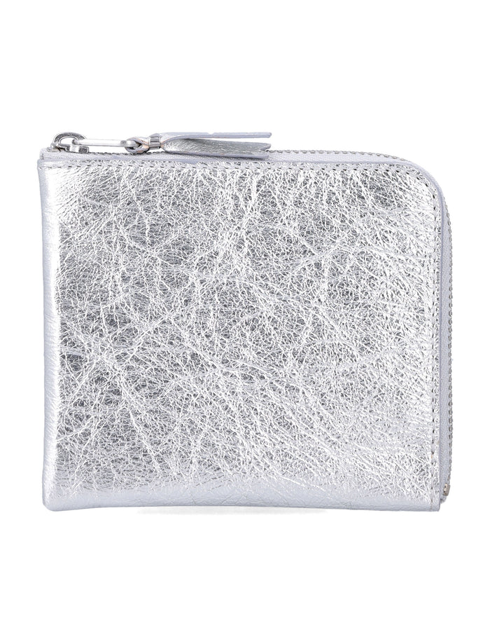 Comme des Garçons Wallet Gold Line small leather zip Silver Calfskin