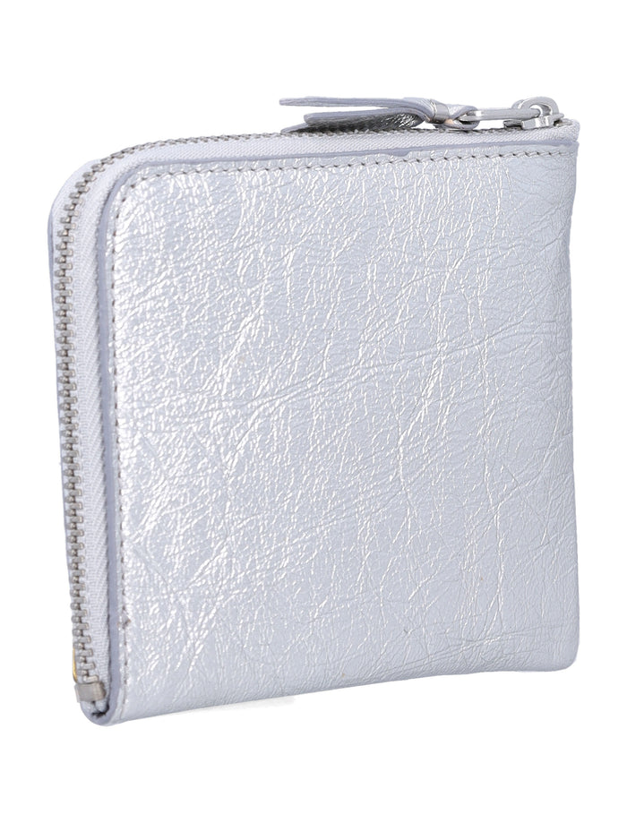 Comme des Garçons Wallet Gold Line small leather zip Silver Calfskin