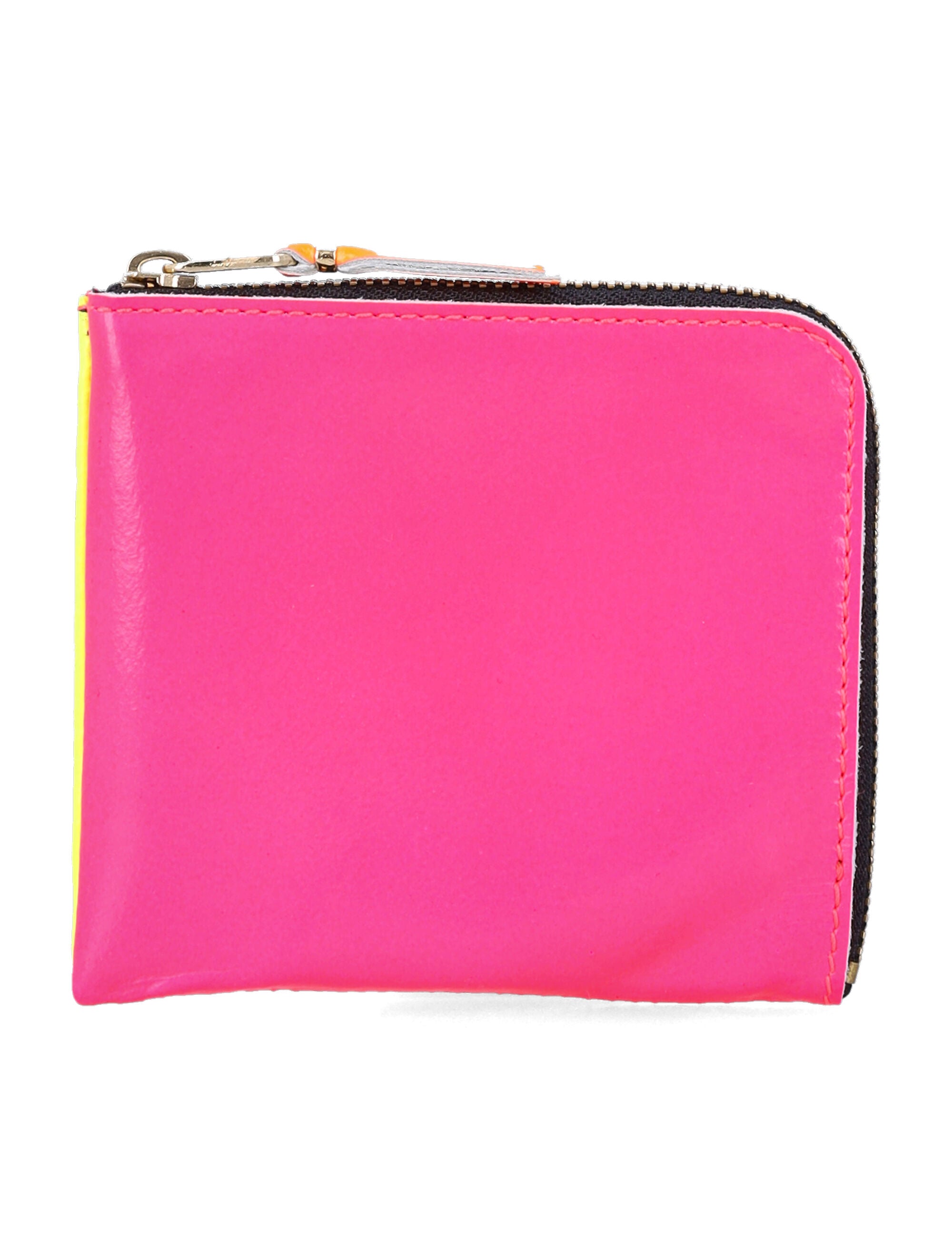Comme Des Garçons Wallet Fluo Zip Coin Pink/yellow Goat Leather