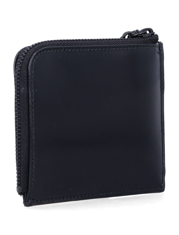 Comme des Garçons Wallet black glossy leather zip Cowhide