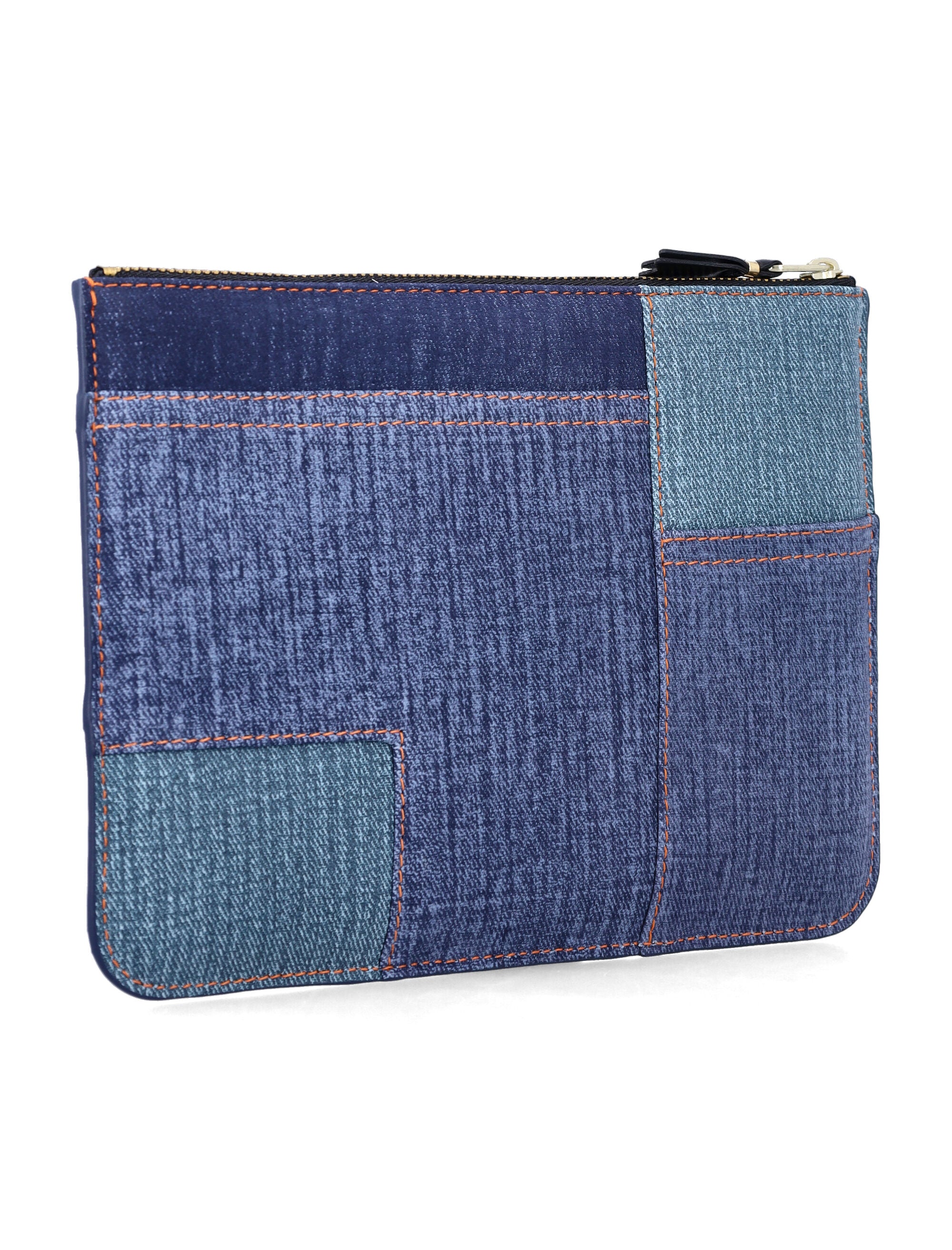 Comme des Garçons Wallet leather pouch with denim effect Blue Lambskin