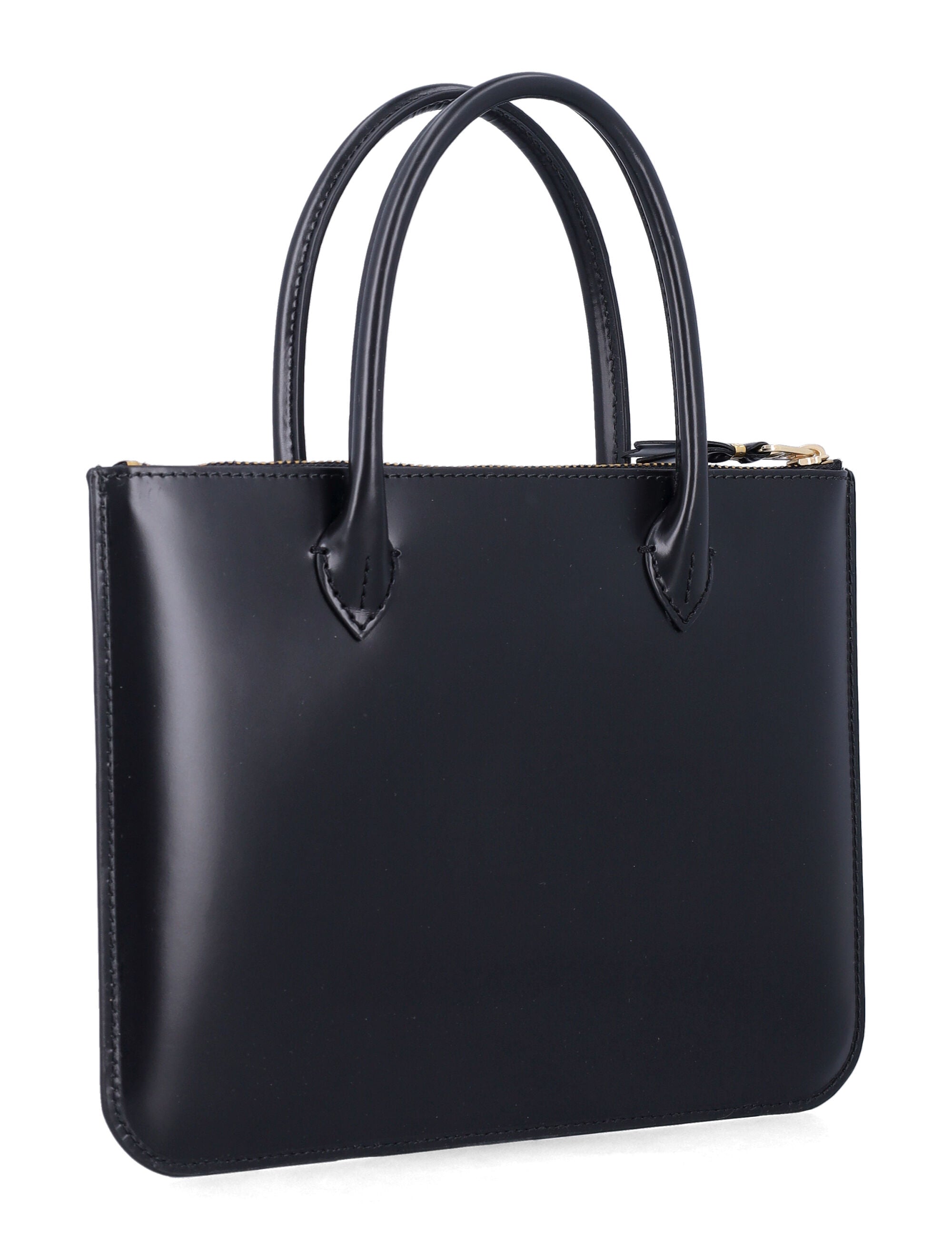 Comme des Garçons Wallet black leather bag with handles Cowhide