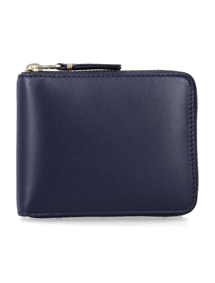 Comme des Garçons Wallet small leather zip-around Navy Calfskin