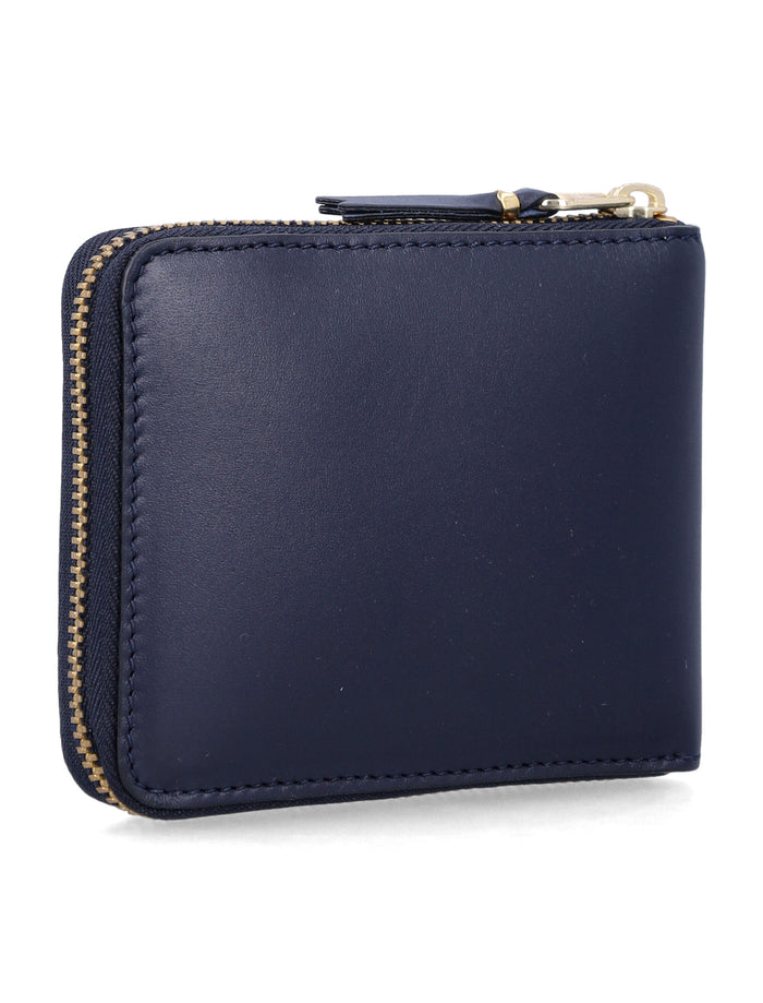 Comme des Garçons Wallet small leather zip-around Navy Calfskin