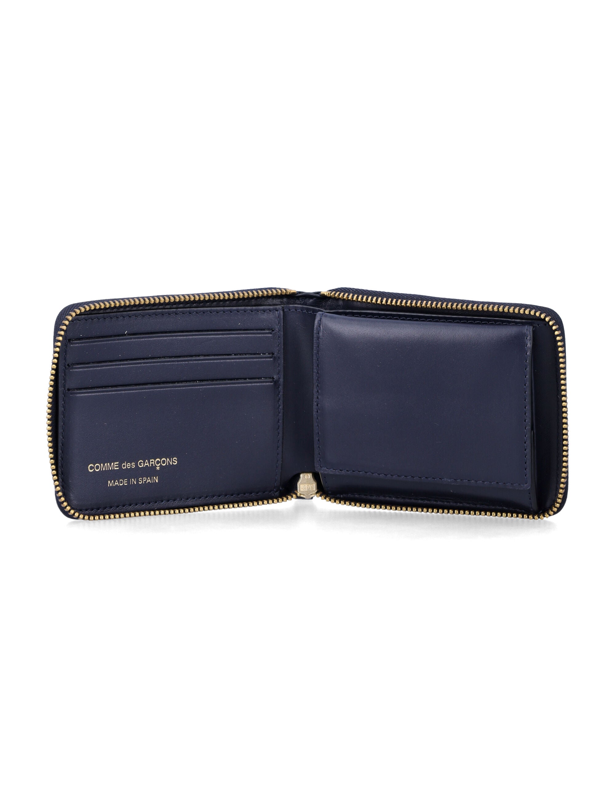 Comme des Garçons Wallet small leather zip-around Navy Calfskin