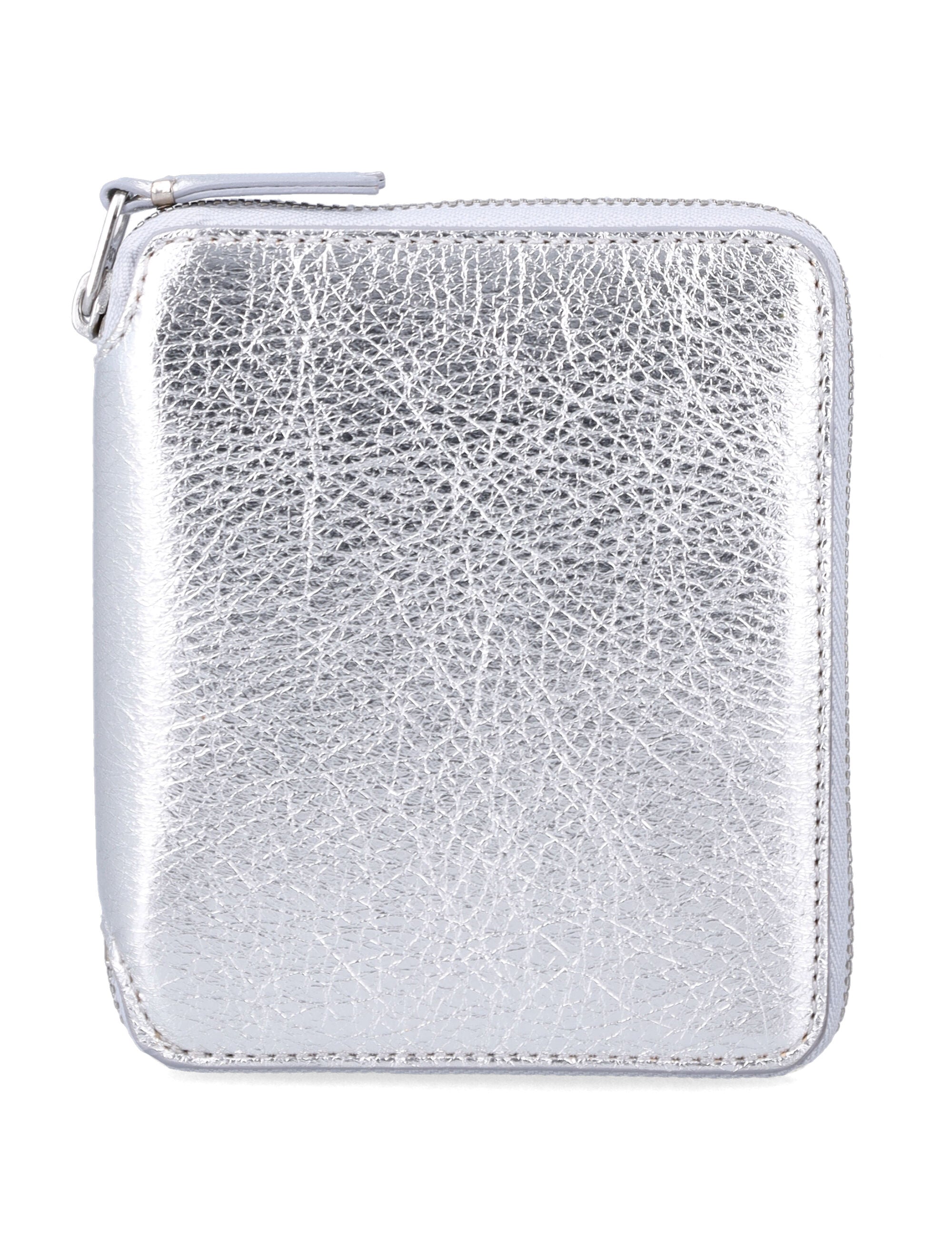 Comme des Garçons Wallet metallic leather zip-around Silver Calfskin