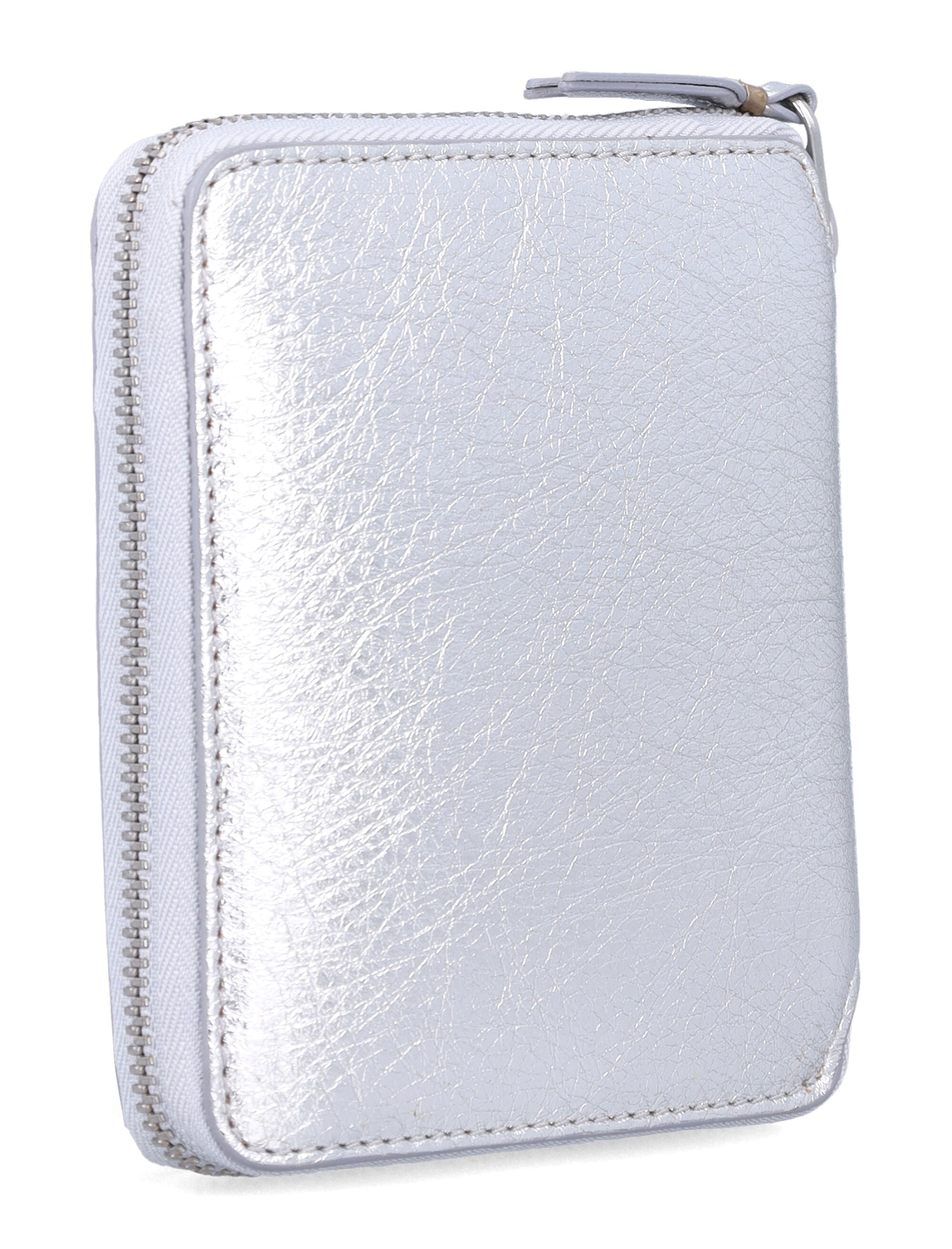 Comme des Garçons Wallet metallic leather zip-around Silver Calfskin