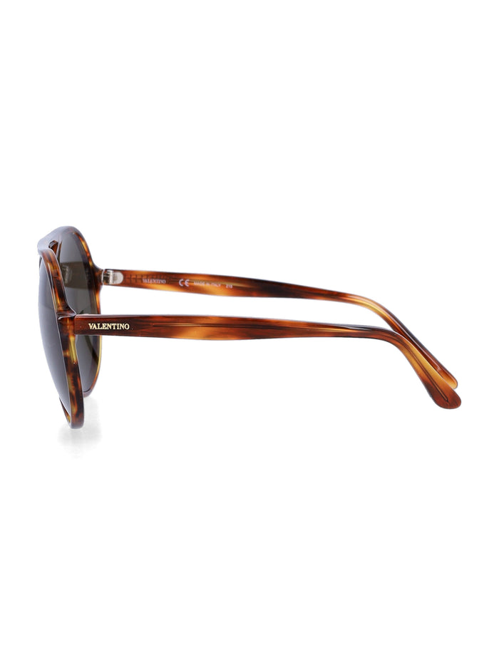 Valentino Garavani Tortoiseshell Aviator Sunglasses Brown Acetate