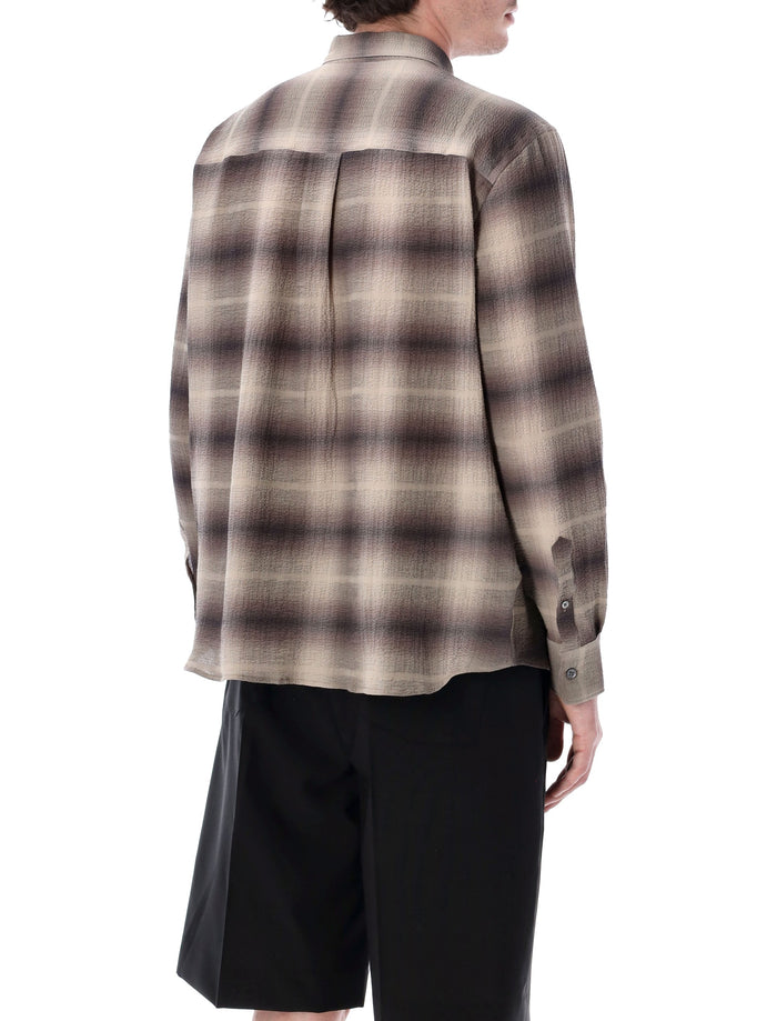 Berner Kühl Checked Seersucker Volume Shirt Khaki Cotton