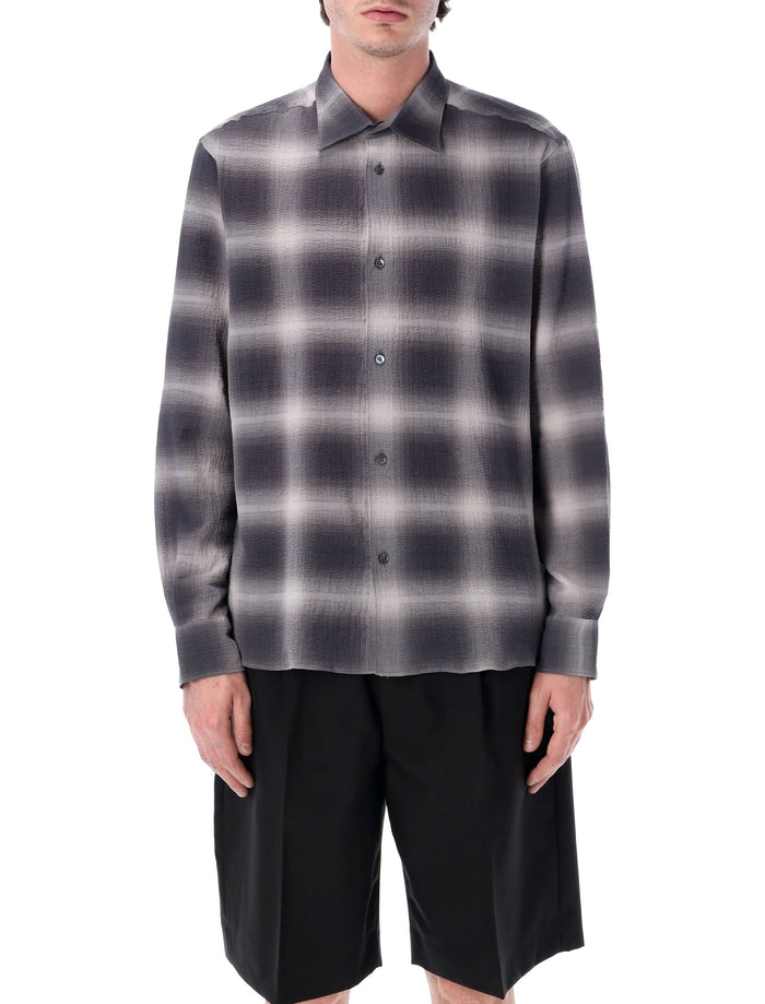 Berner Kühl Checked Seersucker Volume Shirt Grey Cotton