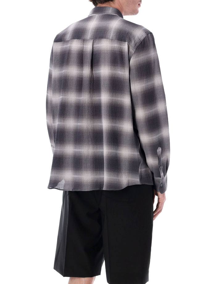 Berner Kühl Checked Seersucker Volume Shirt Grey Cotton