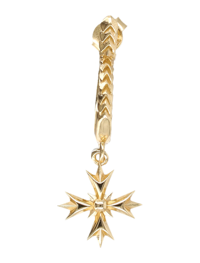 Emanuele Bicocchi gold-plated silver single hoop earring with cross crest pendant Earrings