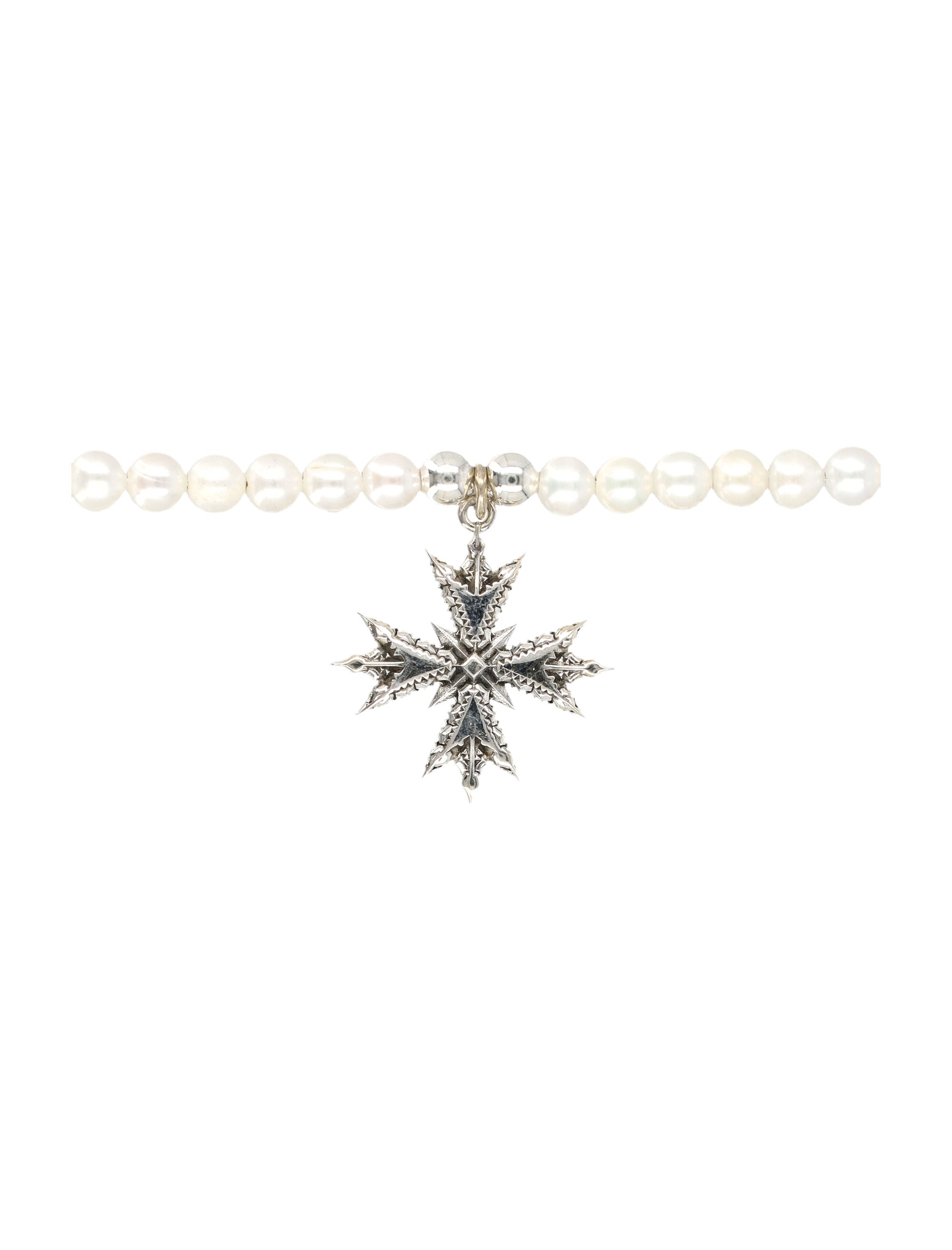 Emanuele Bicocchi pearl necklace with silver cross pendant Sterling