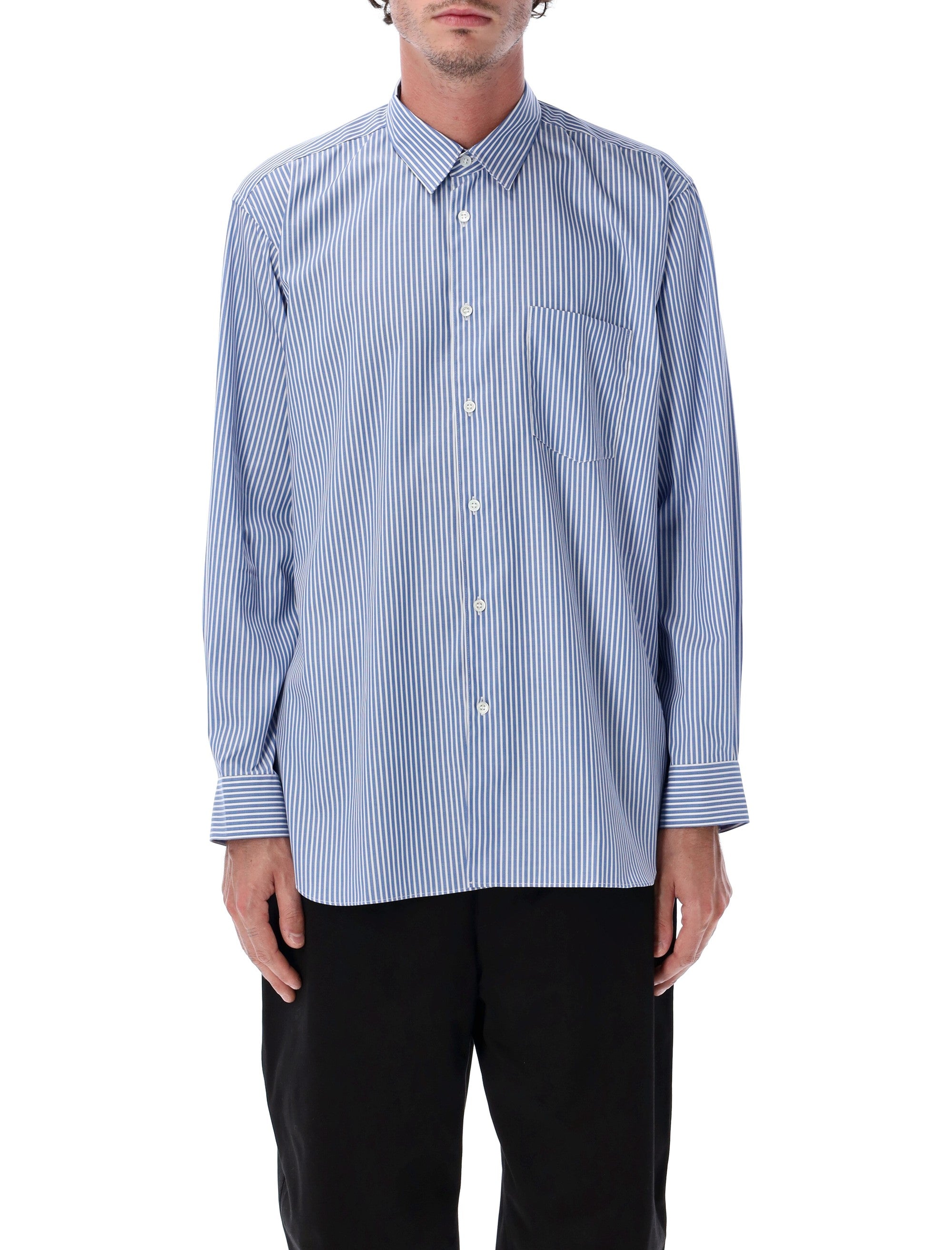 Comme des Garçons Shirt Cotton Striped Long Sleeve Blue White Stripe
