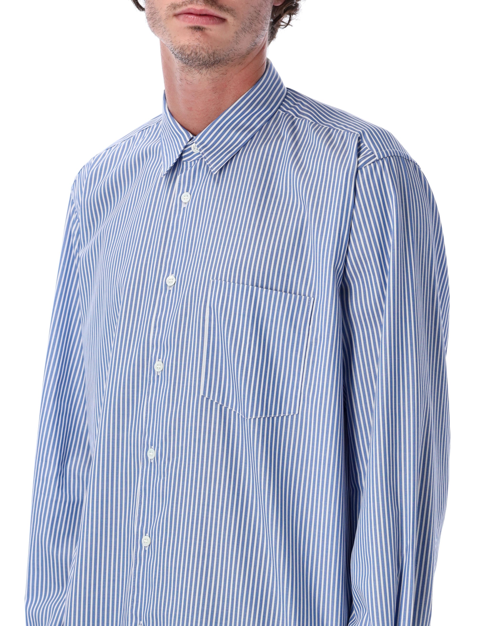 Comme des Garçons Shirt Cotton Striped Long Sleeve Blue White Stripe